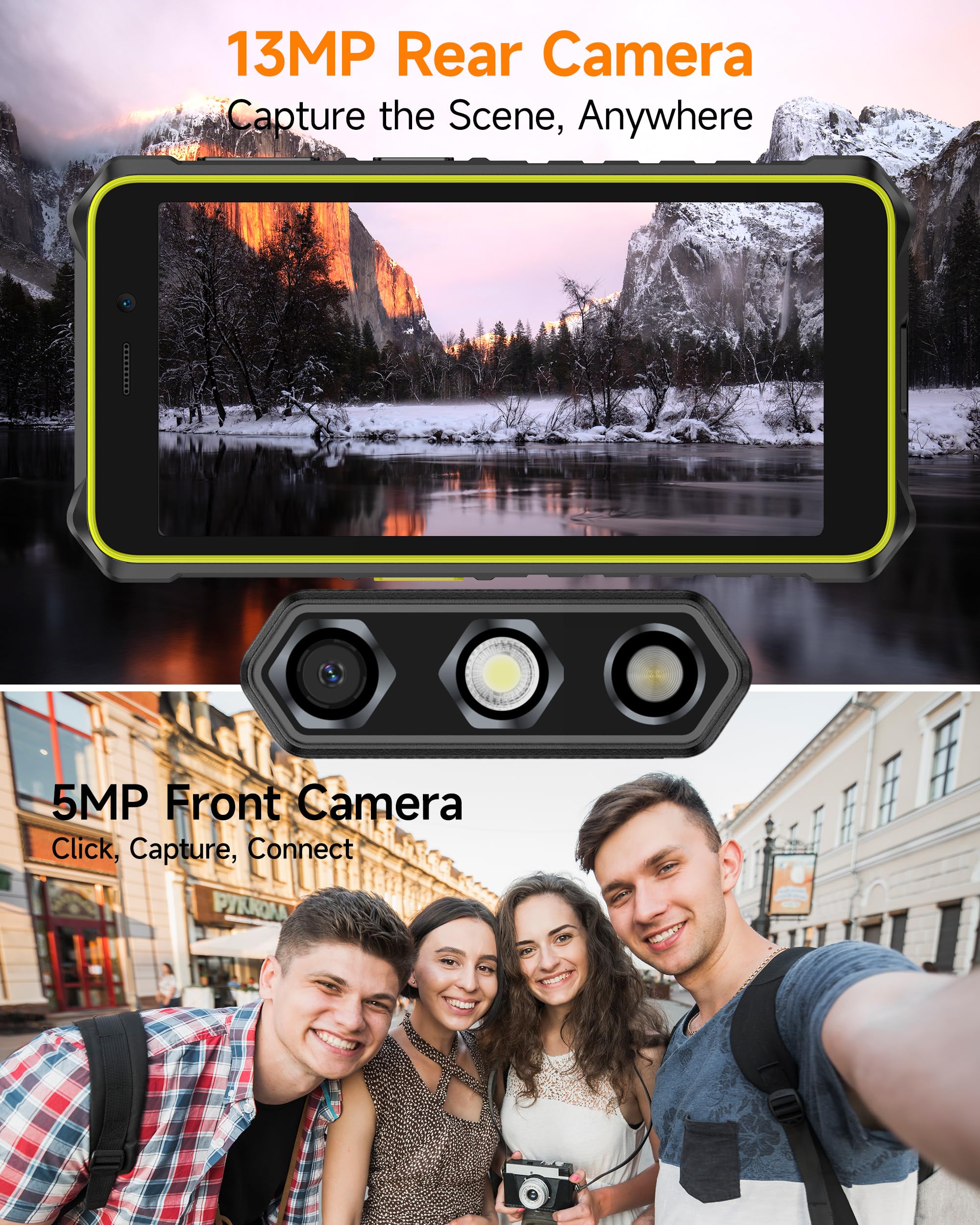 Ulefone Rugking 2 Pro Android 15 Outdoor Smartphone, Octa-Core Outdoor Handy Ohne Vertrag 8GB+128GB/2TB, 5.45" 90Hz Baustellenhandy, 4550mAh/NFC/GPS/DREI Kartenfächer/Taschenlampe/IP69K Wasserdicht - Image 3