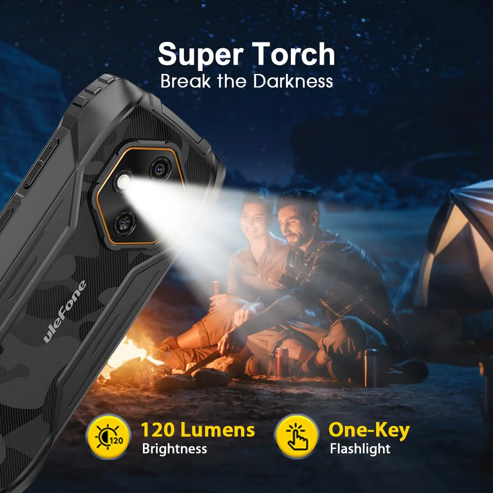 Ulefone Rugking 4 Pro Outdoor Handy ohne Vertrag, 16GB+256GB/2TB Outdoor Smartphone Android 15, 48MP+8MP, 6.56" HD+ 120Hz, 10200mAh, IP68 Wasserdicht Handy, 4G/5G WIFI/NFC/OTG/GPS/FM/mit Hülle,Schwarz - Image 4