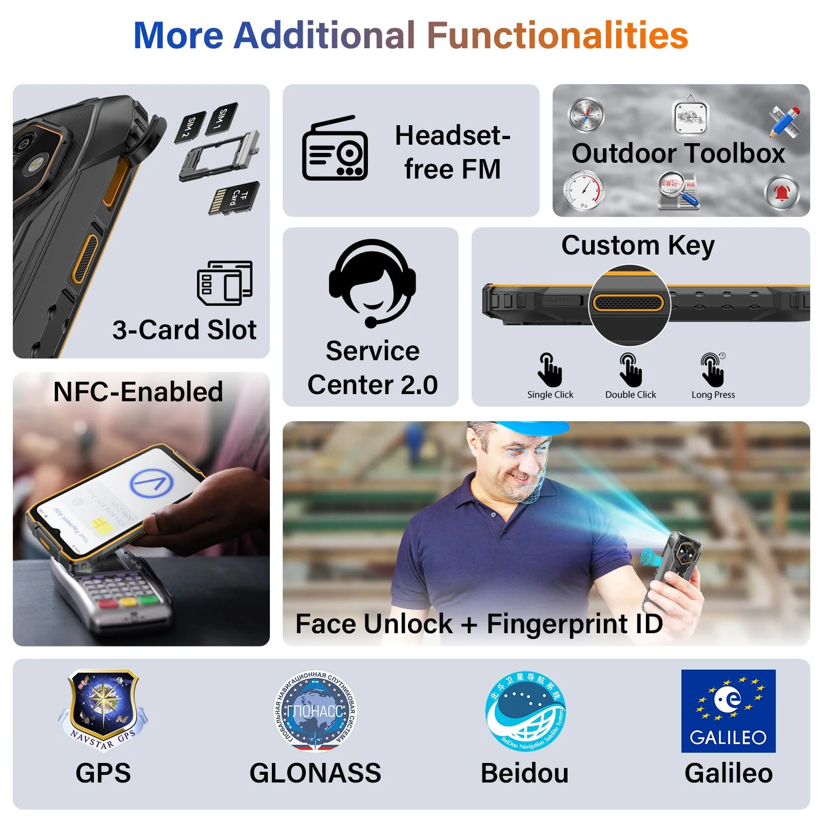 Ulefone RugKing 4 Pro Outdoor Smartphone ohne Vertrag Android 15 AI Rugged Handy, 10200mAh Akku 16GB+256GB/SD-2TB, 48MP 6.56 Zoll 120Hz, 120LM Super-Fackel/3 Kartenfächer/IP68/IP69K/OTG/NFC/GPS Orange - Image 8