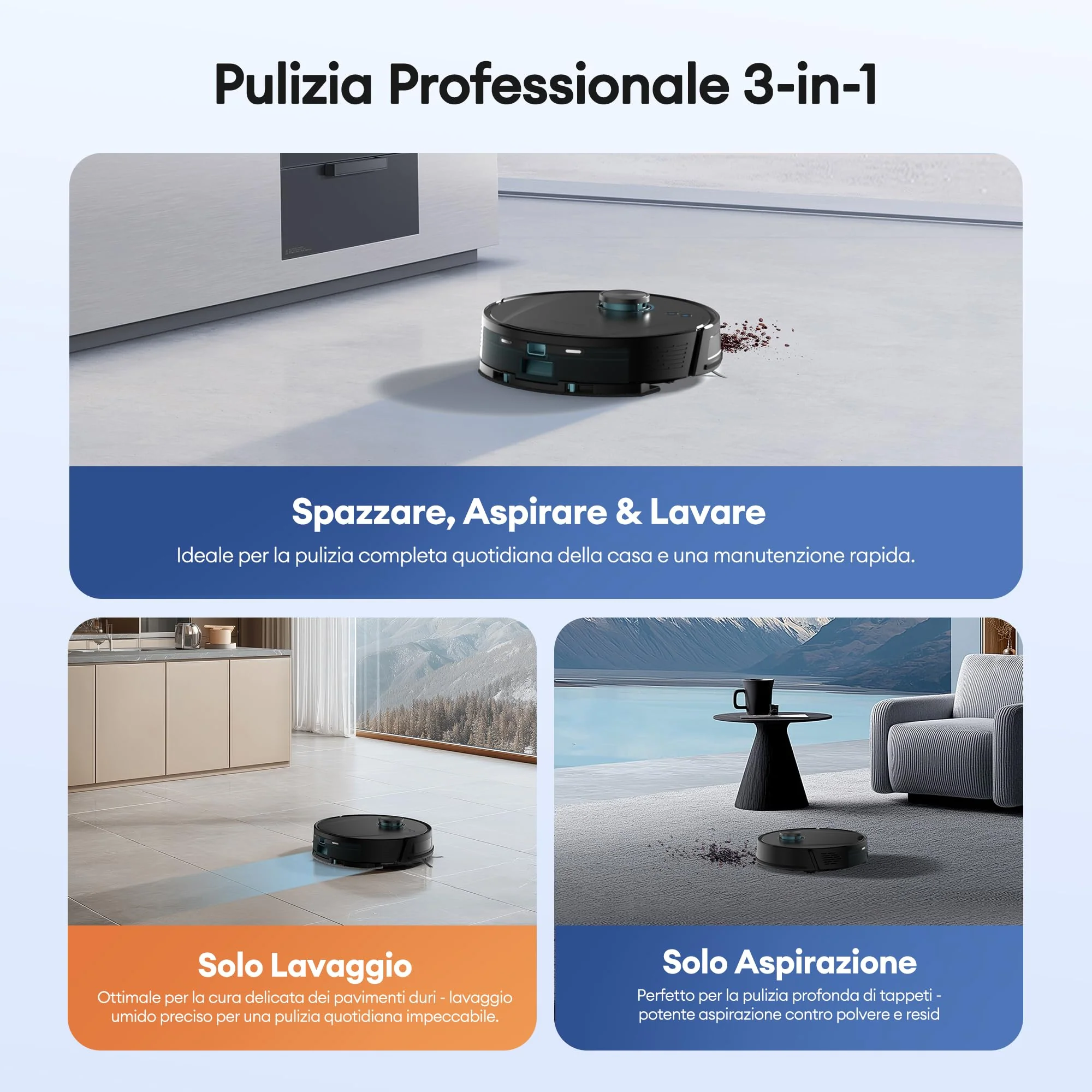 Ultenic Saugroboter mit Wischfunktion 6000Pa, Staubsauger Roboter mit LiDAR Navigation, 3 in 1 Saug und Wischroboter, 150 Min Laufzeit, App Steuerung, Ideal für Tierhaare, Teppich & Hartböden - Image 6