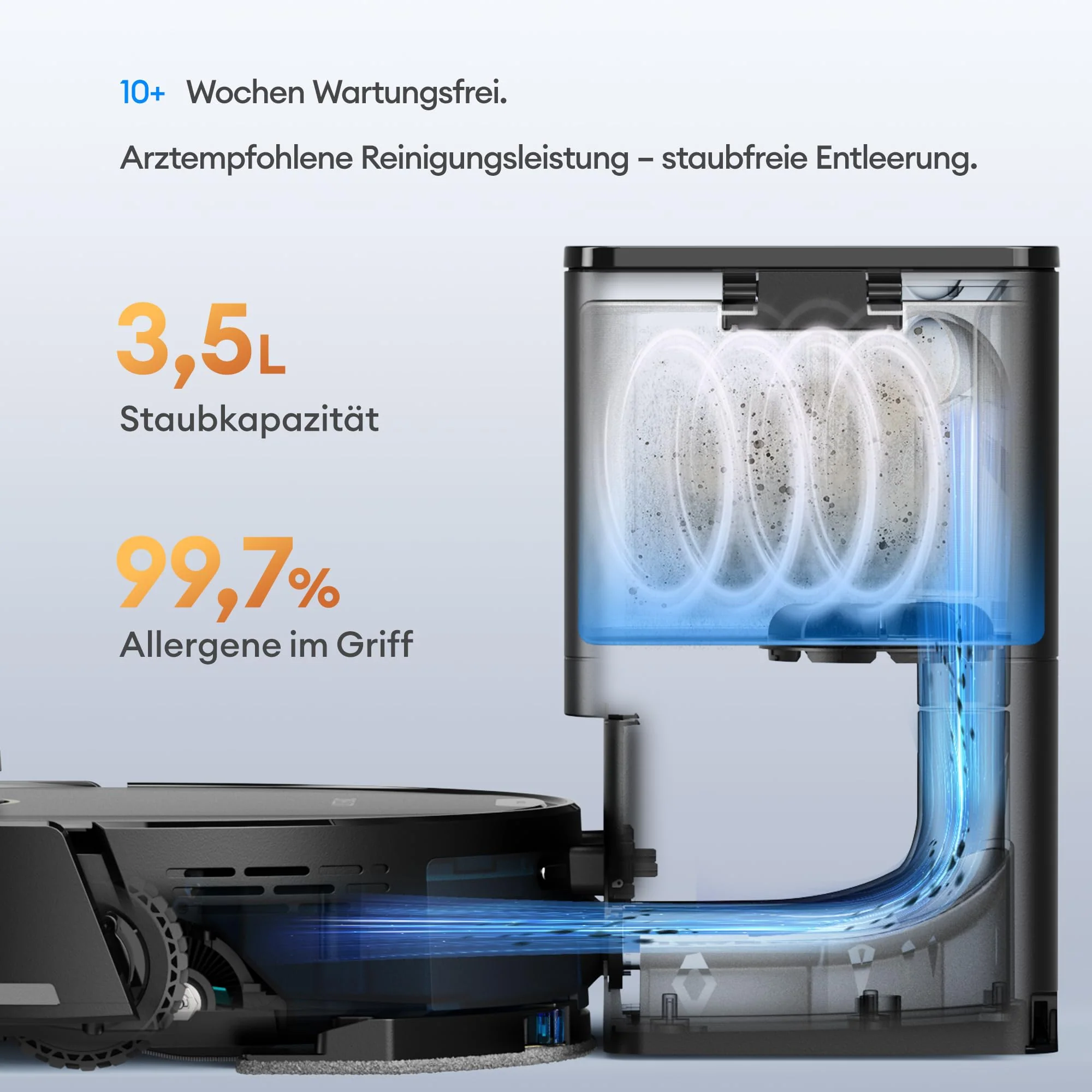 Ultenic T20 Pro Saugroboter mit Wischfunktion 8000 Pa, Staubsauger Roboter mit Absaugstation 3,5 L, Staubsaugroboter für Tierhaare Teppich Böden, AI-gestützte Laser-Hindernisvermeidung, APP-Bedienbar - Image 10