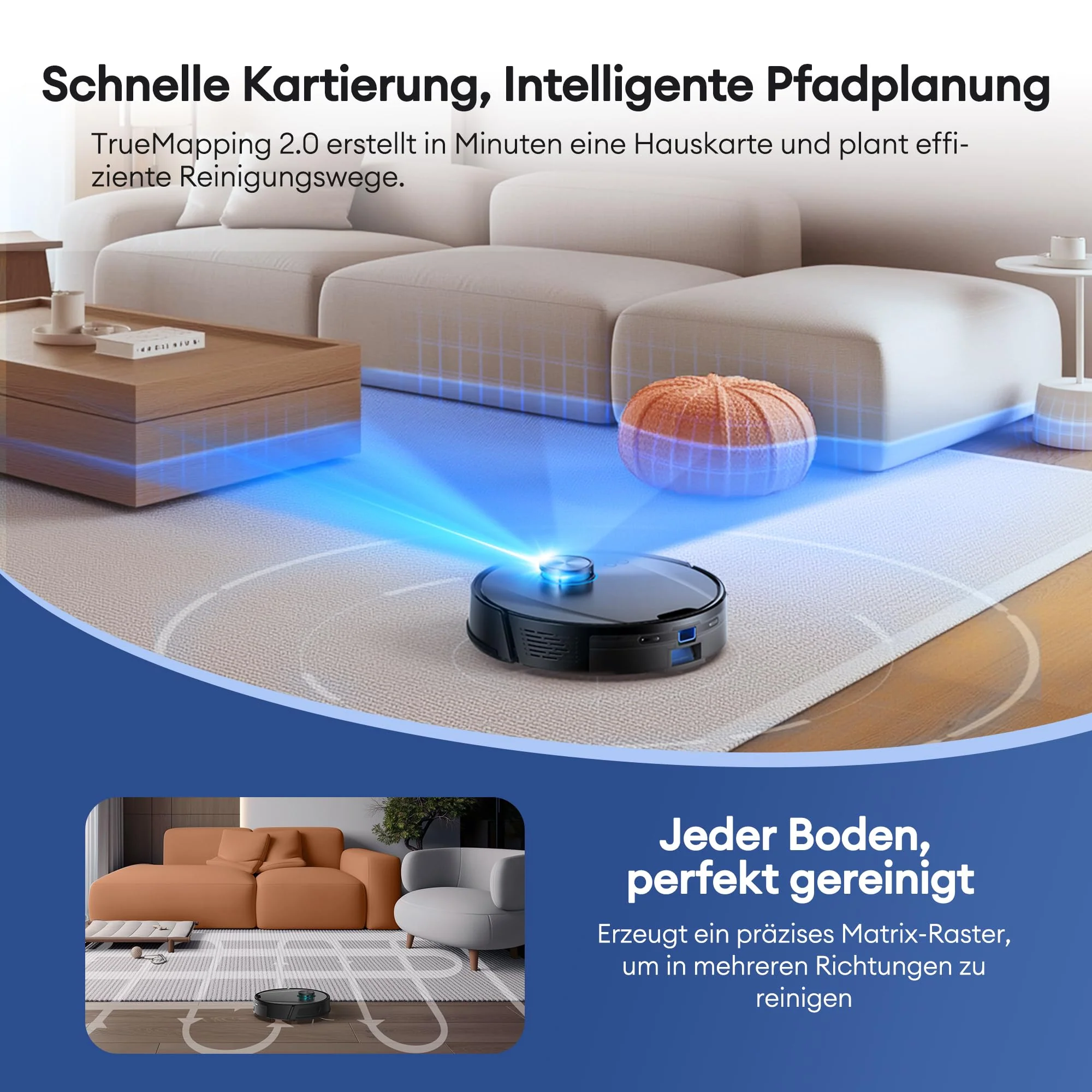 Ultenic T20 Pro Saugroboter mit Wischfunktion 8000 Pa, Staubsauger Roboter mit Absaugstation 3,5 L, Staubsaugroboter für Tierhaare Teppich Böden, AI-gestützte Laser-Hindernisvermeidung, APP-Bedienbar - Image 19