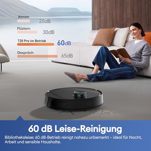 Ultenic T20 Pro Saugroboter mit Wischfunktion 8000 Pa, Staubsauger Roboter mit Absaugstation 3,5 L, Staubsaugroboter für Tierhaare Teppich Böden, AI-gestützte Laser-Hindernisvermeidung, APP-Bedienbar - Image 3