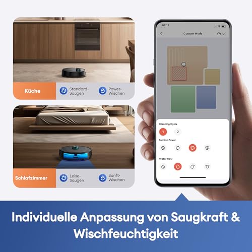 Ultenic T20 Pro Saugroboter mit Wischfunktion 8000 Pa, Staubsauger Roboter mit Absaugstation 3,5 L, Staubsaugroboter für Tierhaare Teppich Böden, AI-gestützte Laser-Hindernisvermeidung, APP-Bedienbar - Image 4