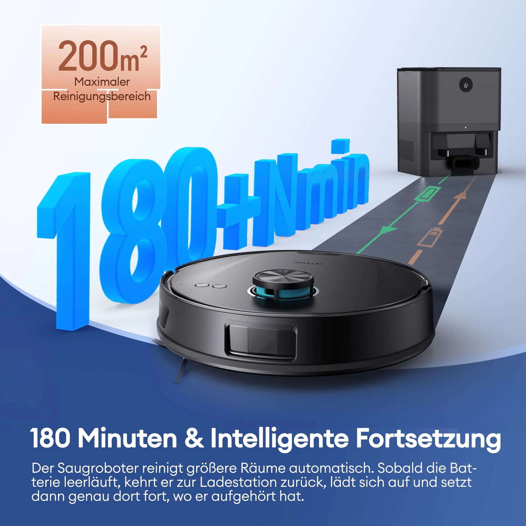 Ultenic T20 Pro Saugroboter mit Wischfunktion 8000 Pa, Staubsauger Roboter mit Absaugstation 3,5 L, Staubsaugroboter für Tierhaare Teppich Böden, AI-gestützte Laser-Hindernisvermeidung, APP-Bedienbar - Image 6