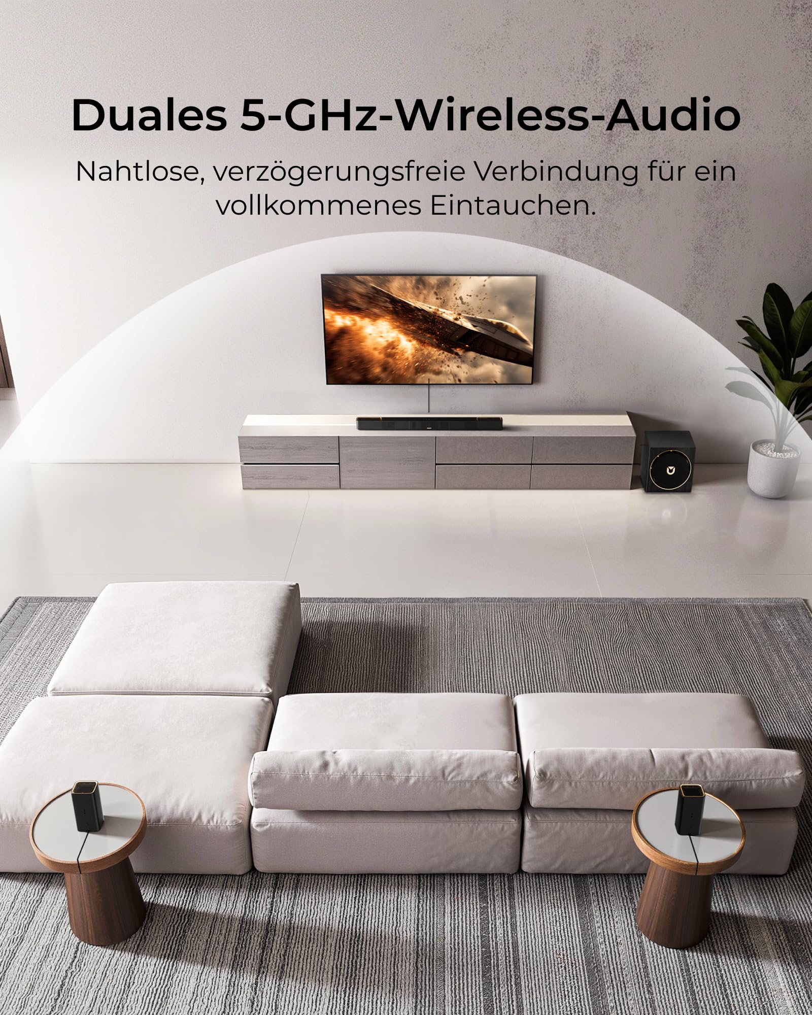 ULTIMEA Skywave X50 5.1.4 Professionelle Soundbar mit Dolby Atmos, 760W Surround Sound System mit 8" Subwoofer & 2 kabellosen Rear-Lautsprechern, GaN-Verstärker, 4K HDR Pass-Through, HDMI eARC, BT 5.4 - Image 6