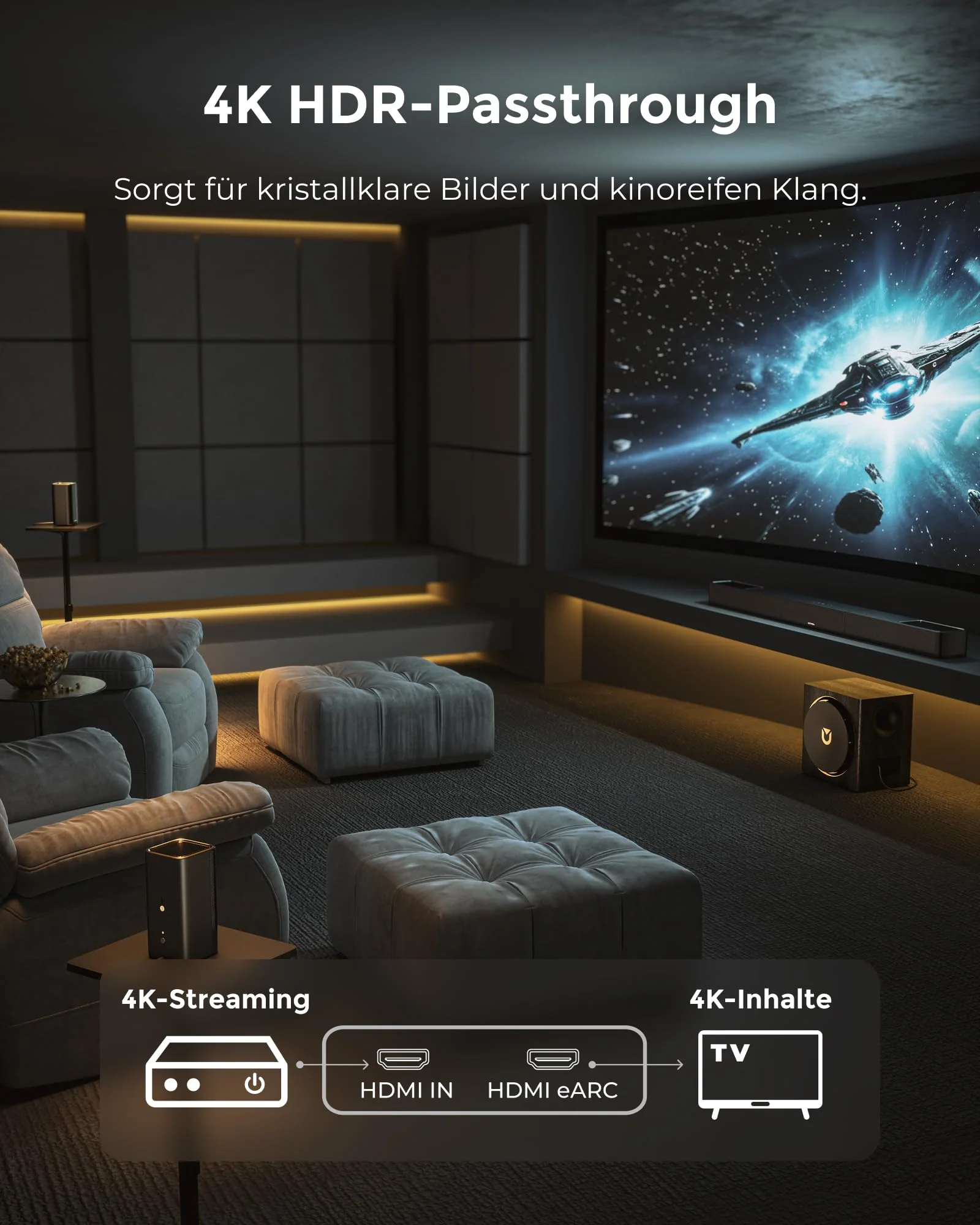 ULTIMEA Skywave X70 7.1.4ch Professionelles Kabelloses Surround Sound System für TV mit Dolby Atmos, 980W Soundbar mit 10" Kabellosem Subwoofer, 20Hz Tiefer Bass, GaN Verstärker, 4K HDR Pass-Through - Image 3