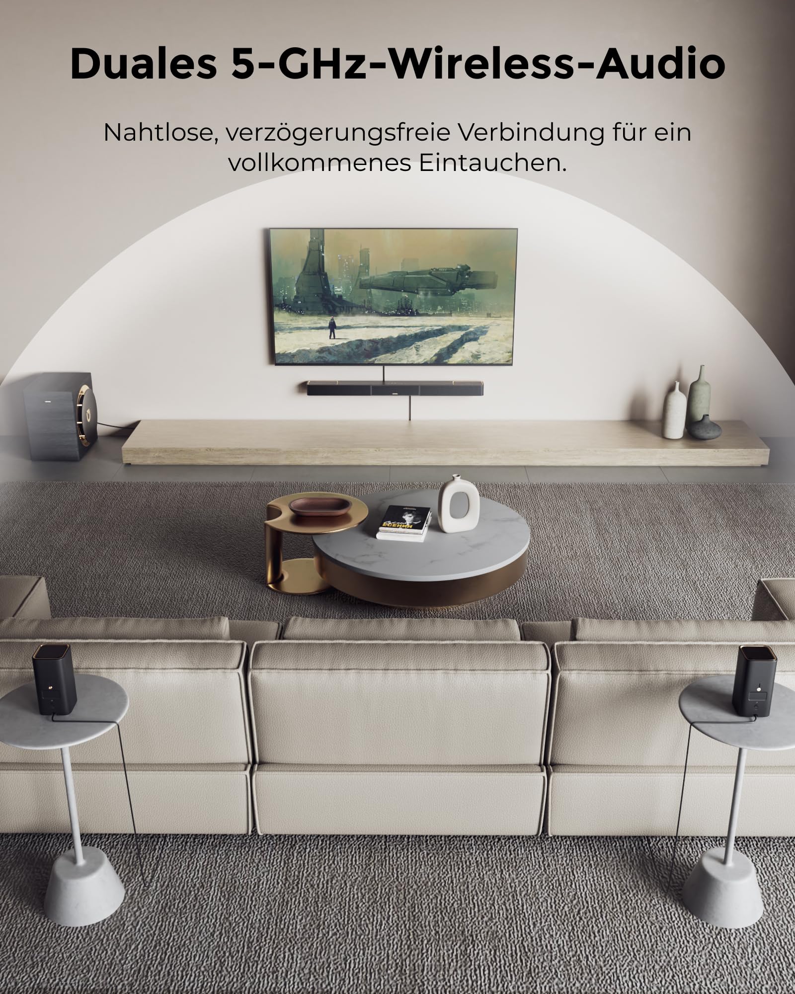 ULTIMEA Skywave X70 7.1.4ch Professionelles Kabelloses Surround Sound System für TV mit Dolby Atmos, 980W Soundbar mit 10" Kabellosem Subwoofer, 20Hz Tiefer Bass, GaN Verstärker, 4K HDR Pass-Through - Image 6