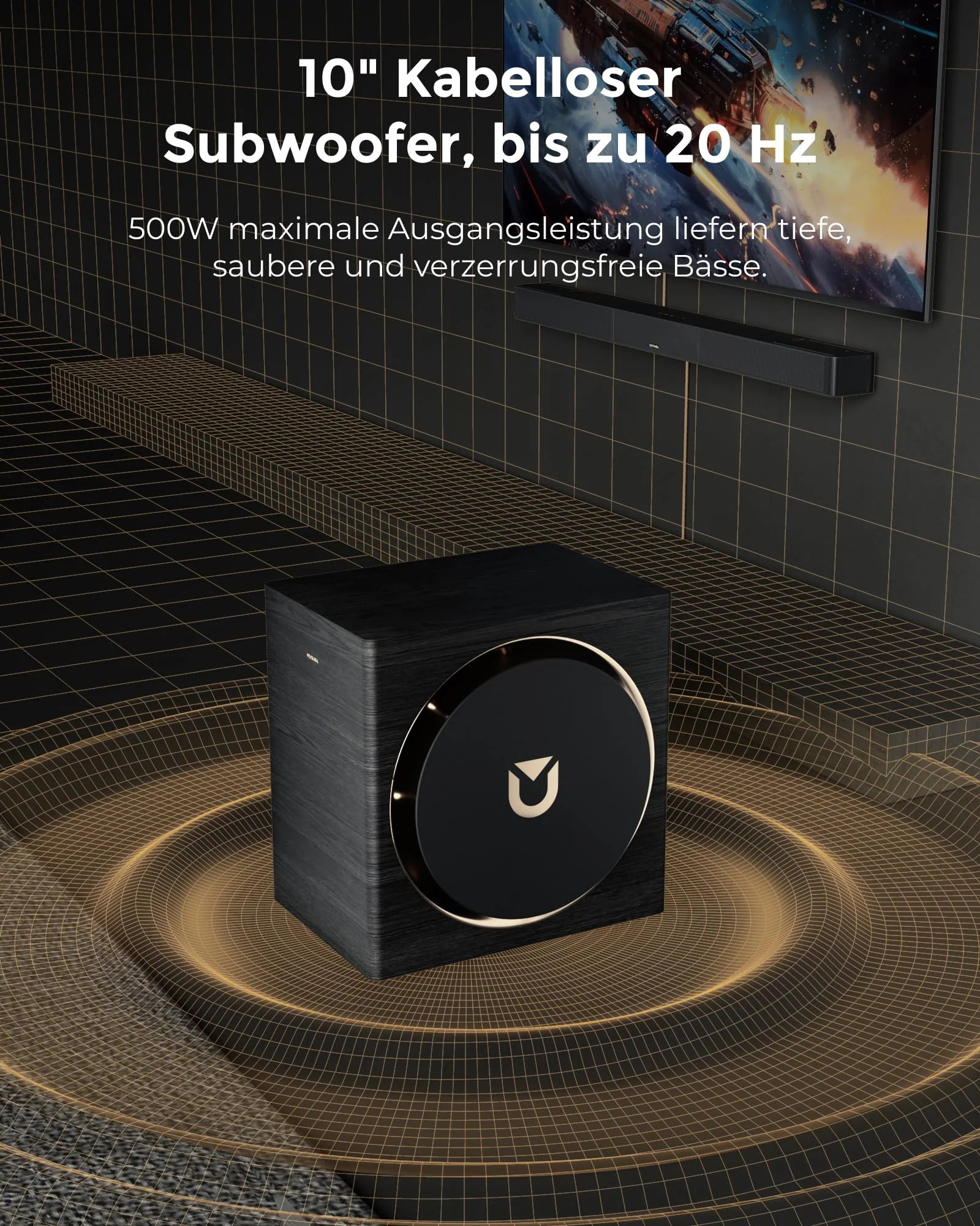 ULTIMEA Skywave X70 7.1.4ch Professionelles Kabelloses Surround Sound System für TV mit Dolby Atmos, 980W Soundbar mit 10" Kabellosem Subwoofer, 20Hz Tiefer Bass, GaN Verstärker, 4K HDR Pass-Through - Image 8
