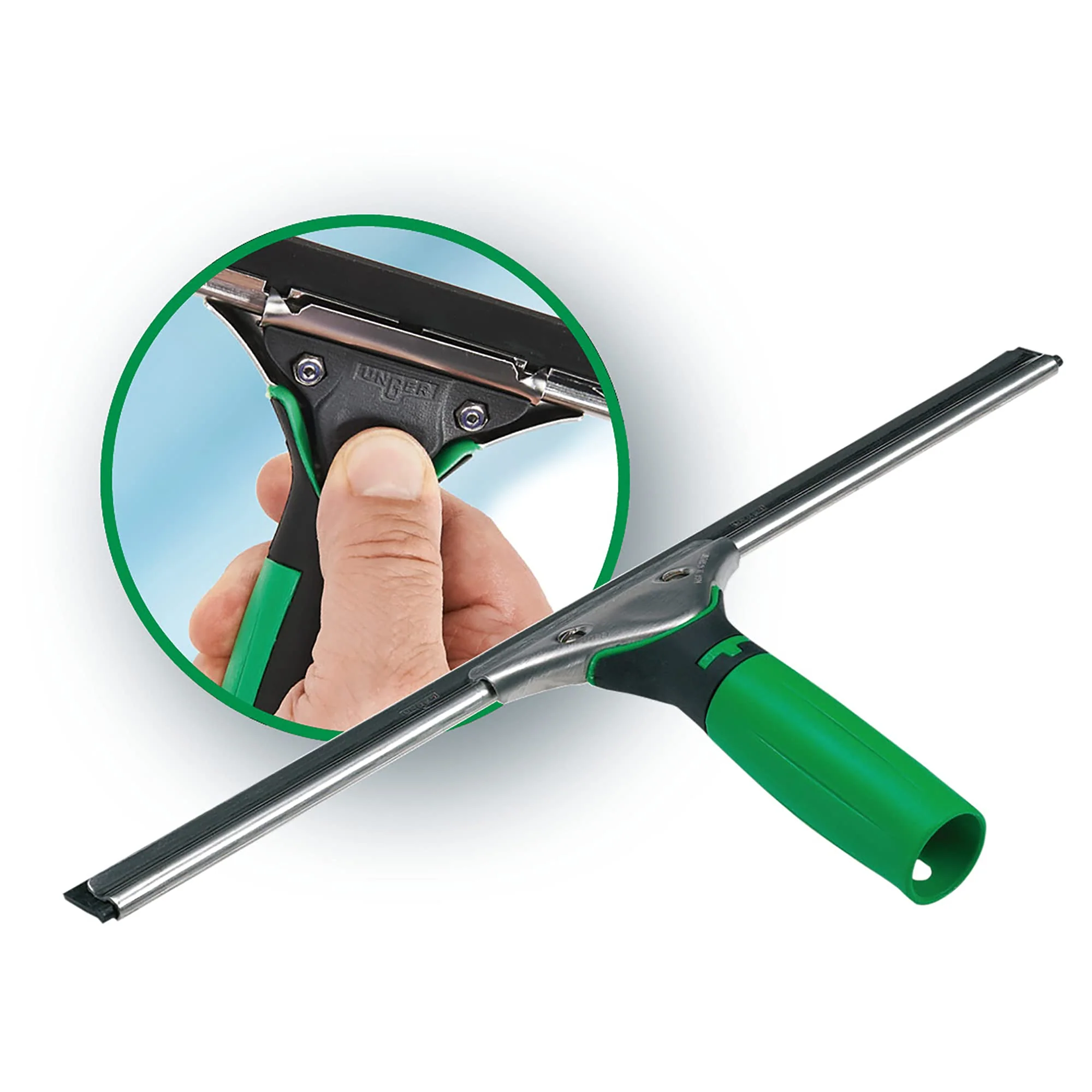Unger ErgoTec 79001 Fensterabzieher, 45 cm, Gummi-Abziehklinge, Edelstahlkanal & Gummigriff – Fensterreinigungsausrüstung - Image 16
