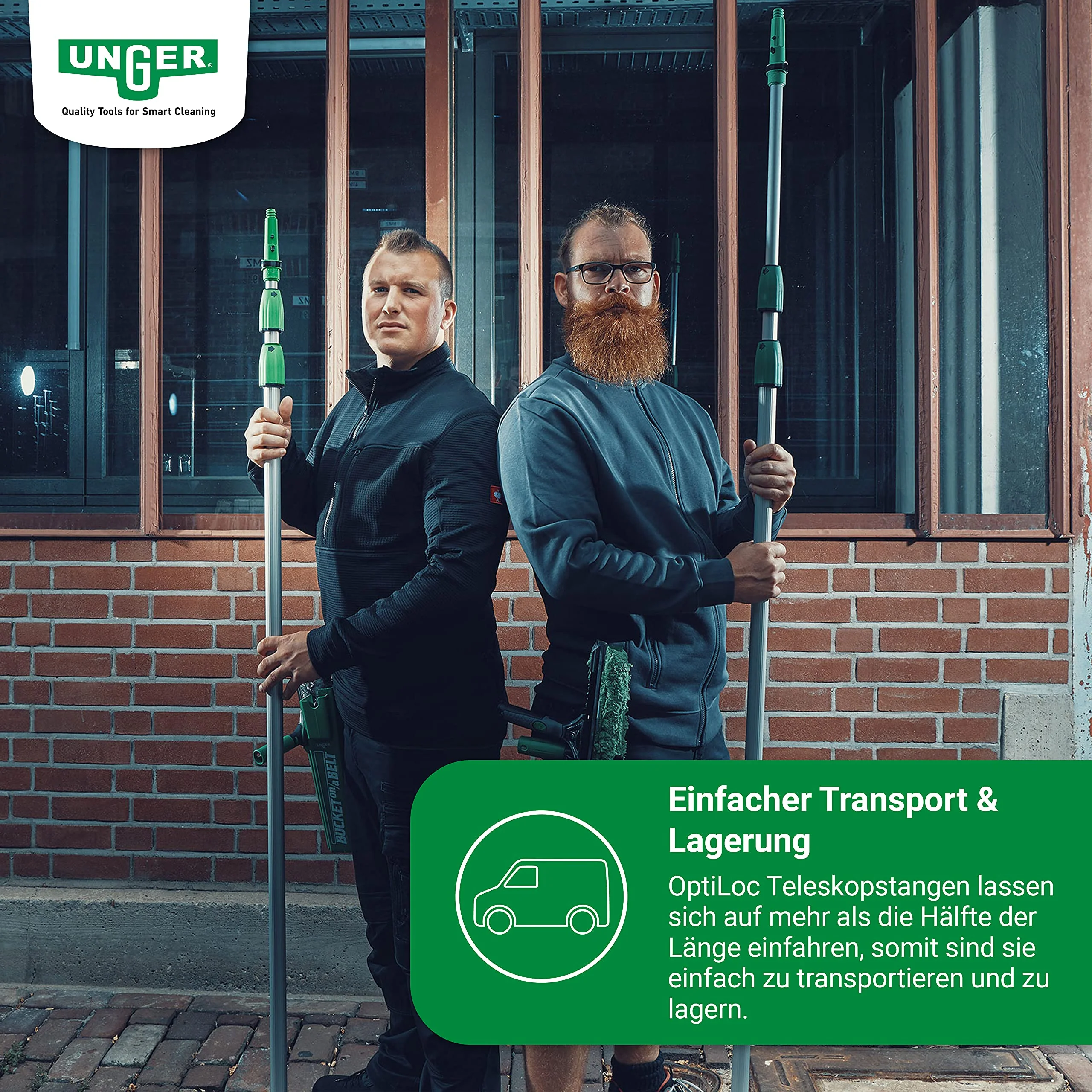 UNGER OptiLoc Teleskopstange 4,50 cm (kompatibel mit UNGER Fensterreinigungswerkzeugen, ergonomischer Griff, Anti-Rutsch-Endkappe, 2-Komponenten Drehverschluss) ED450 - Image 4