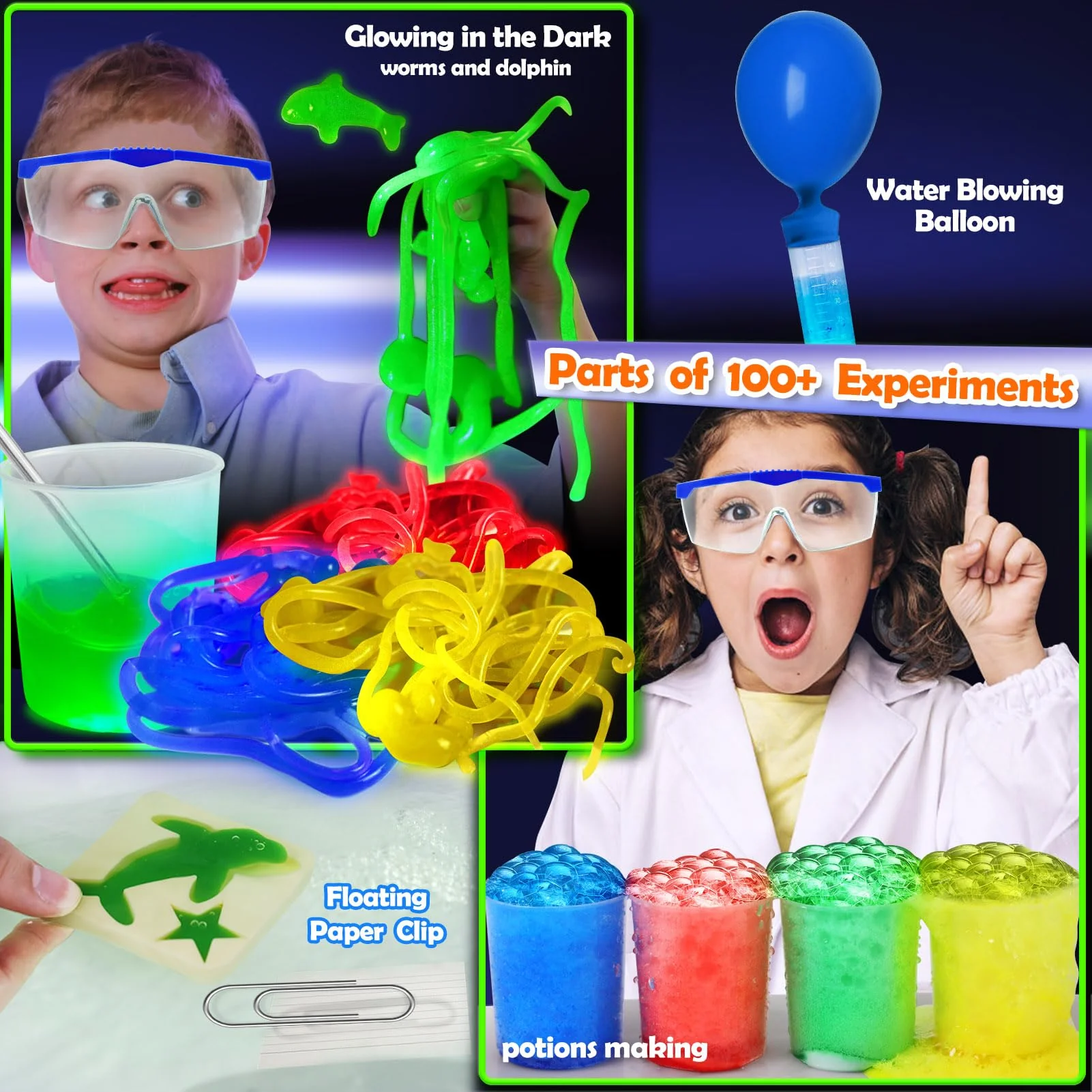 UNGLINGA 100+ Experimente Wissenschaft Kit für Kinder, leuchtenden Substanzen, Chemielabor, Steine Mineralien Ausgrabungsset, Vulkan, Großartiges interaktives und Lernspielzeug - Image 6