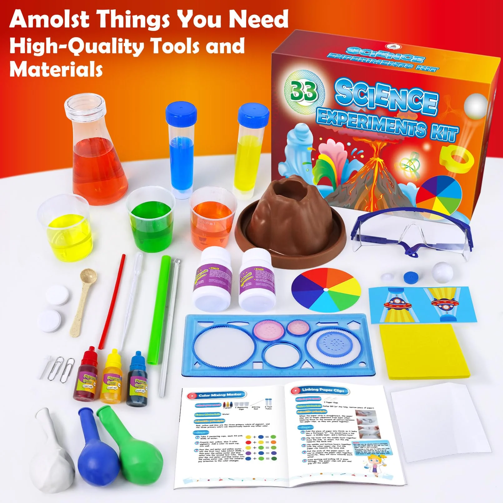 UNGLINGA 33 Experimente Science Kit für Kinder, Chemie-Set Wissenschaft Projekt STEM Spielzeug für Jungen Mädchen Lernen Bildungsgeschenke - Image 2