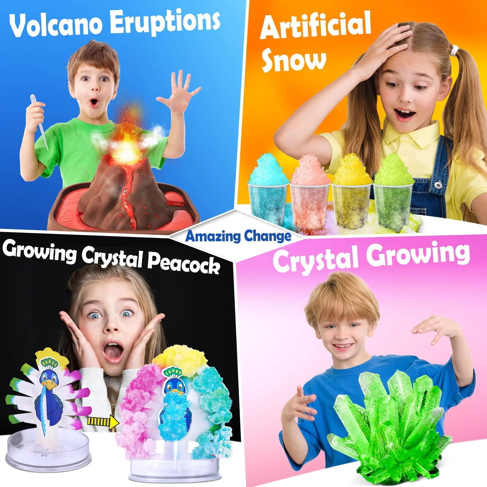 UNGLINGA 60+ Experimente für Kinder Jungen Mädchen Spielzeug Geschenke, Science Lab STEM Aktivitäten Bildungsprojekt mit Chemie-Set, ausbrechenden Vulkan, magische Farbe - Image 5