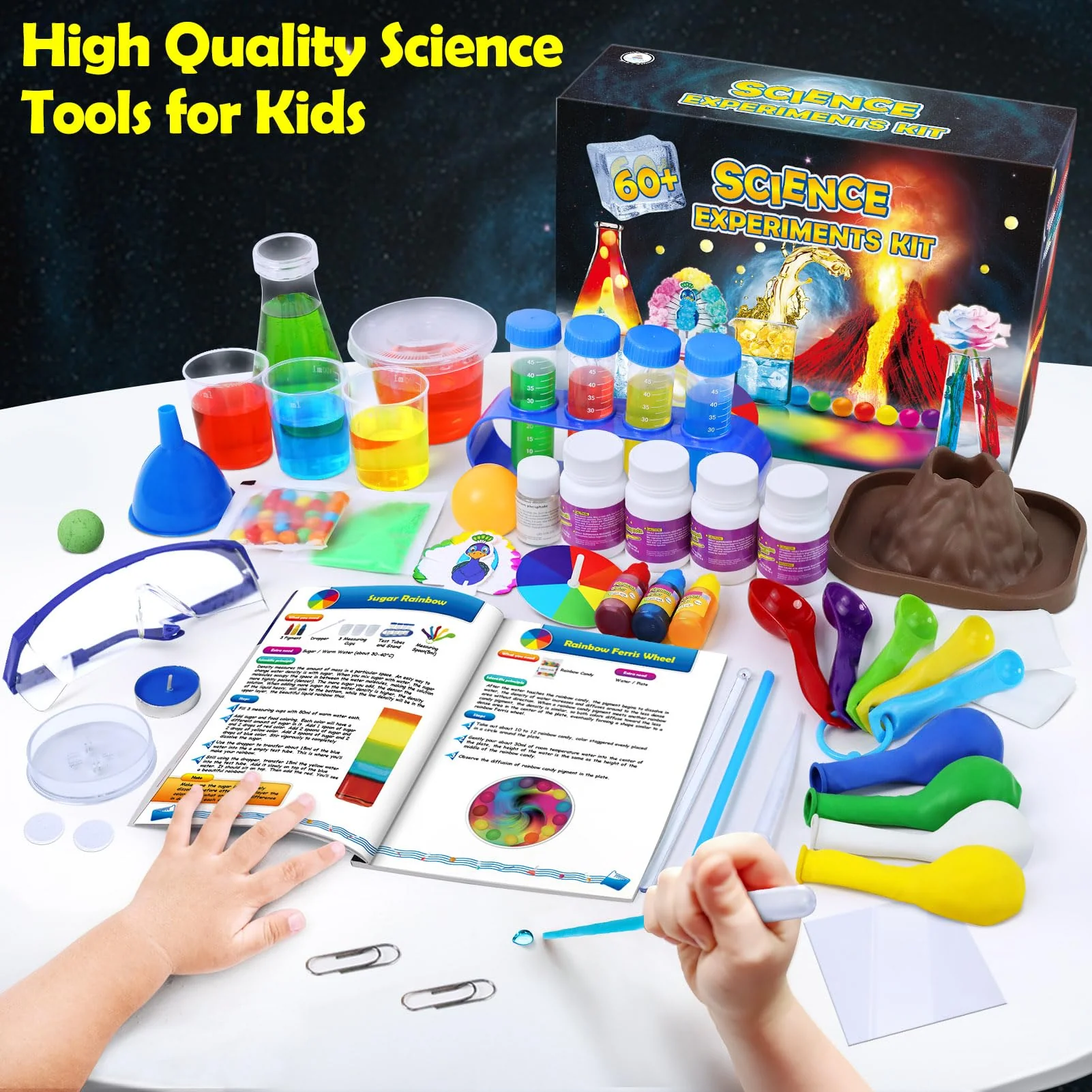 UNGLINGA 60+ Experimente für Kinder Jungen Mädchen Spielzeug Geschenke, Science Lab STEM Aktivitäten Bildungsprojekt mit Chemie-Set, ausbrechenden Vulkan, magische Farbe - Image 6