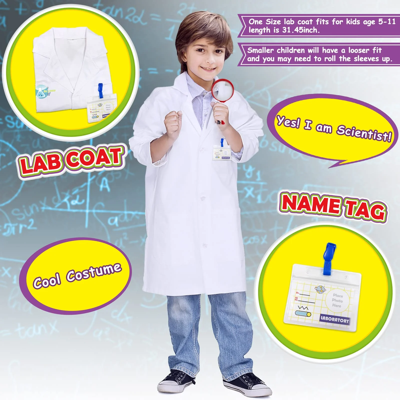 UNGLINGA Wissenschaft Experimentierkästen für Kinder - Laborkittel Wissenschaftlerin Anziehen und Rollenspiel Spielzeug Geschenk für Jungen Mädchen Kindern im Alter von 5-11 Jahren - Image 7