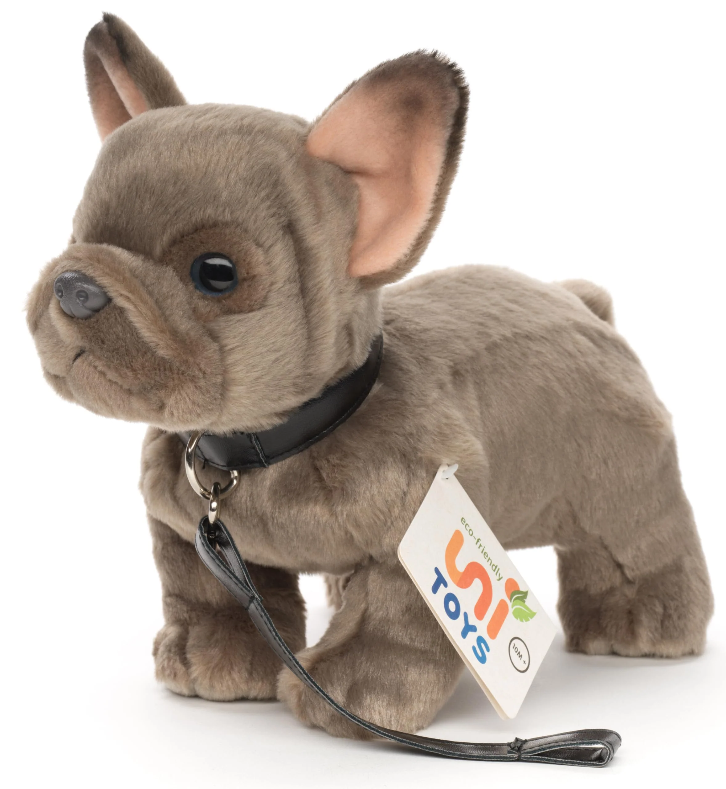 Uni-Toys - Französische Bulldogge (grau) mit Leine - 26 cm (Länge) - Plüsch-Hund, Dogge, Haustier - Plüschtier, Kuscheltier - Image 4