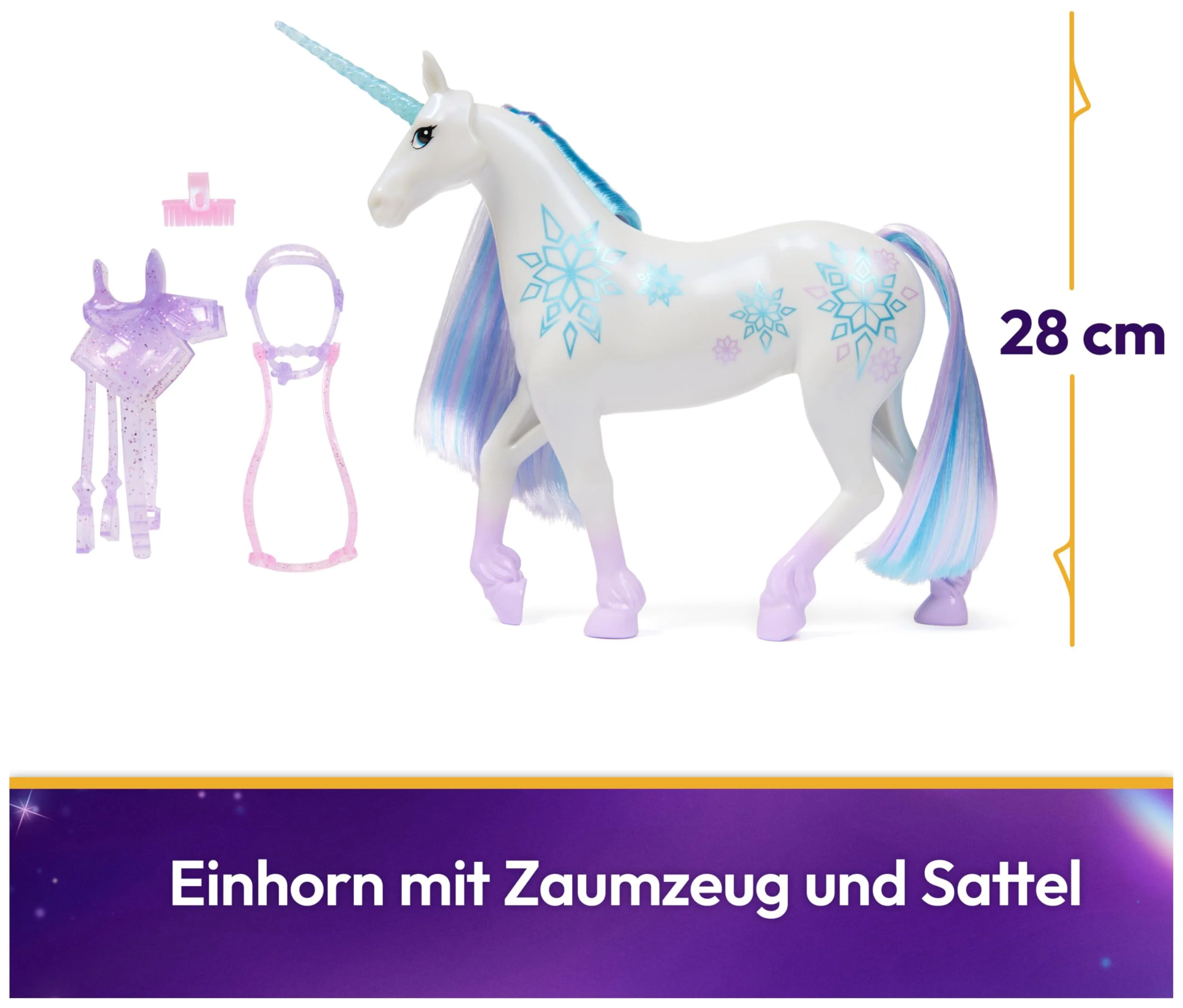 Unicorn Academy Einhorn Glacier - 28 cm groß, Original-Einhorn von Layla zur Netflix-Serie, mit echter Mähne und Schweif, abnehmbarem Zaumzeug und Sattel sowie Bürste, für Kinder ab 4 Jahren - Image 8