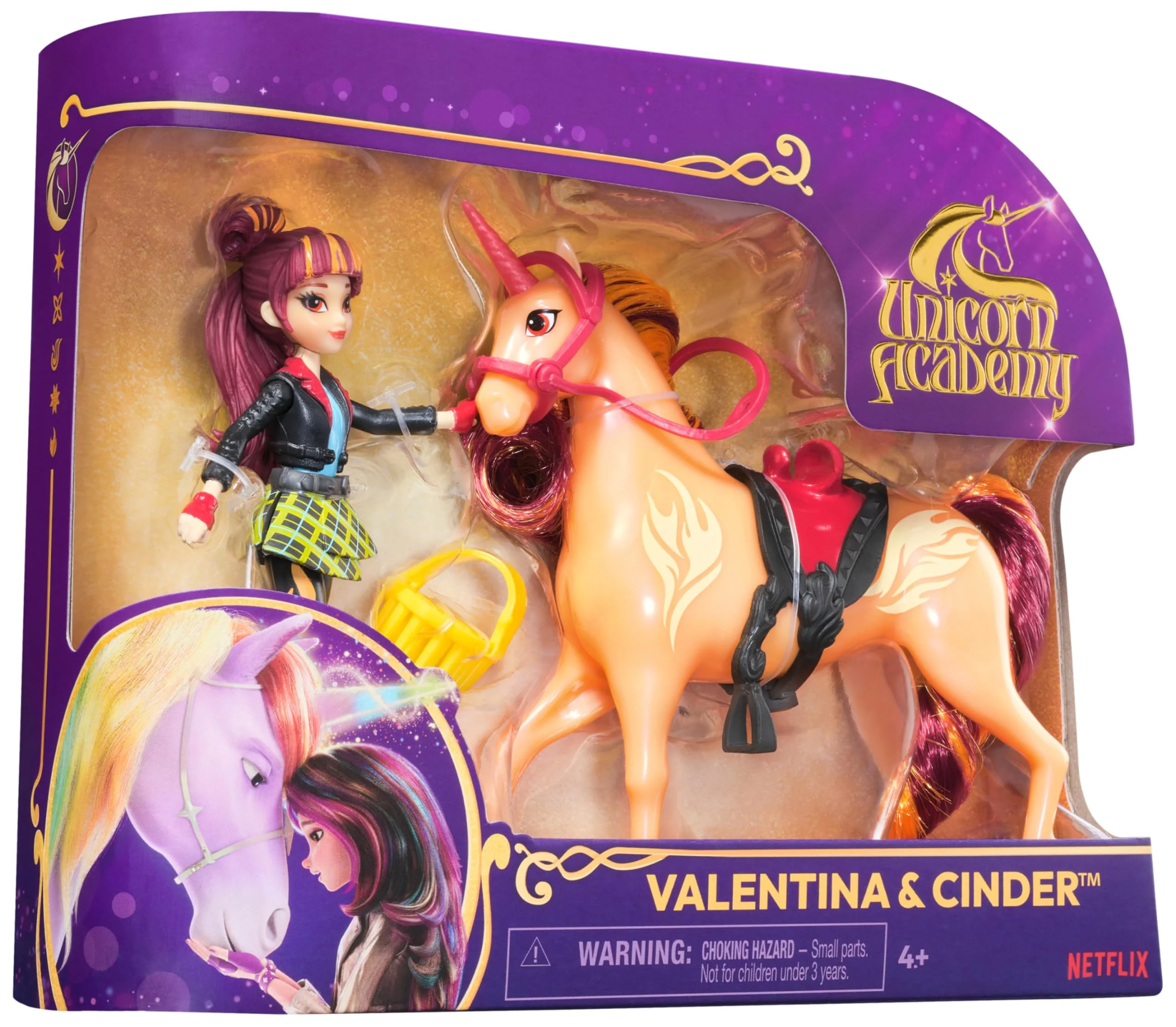 Unicorn Academy Valentina und Einhorn Cinder Set - ca. 12 cm große Originalfiguren zur beliebten Netflix Serie mit zwei Accessoires und Haarbürste für kreatives Rollenspiel, für Kinder ab 4 Jahren - Image 3