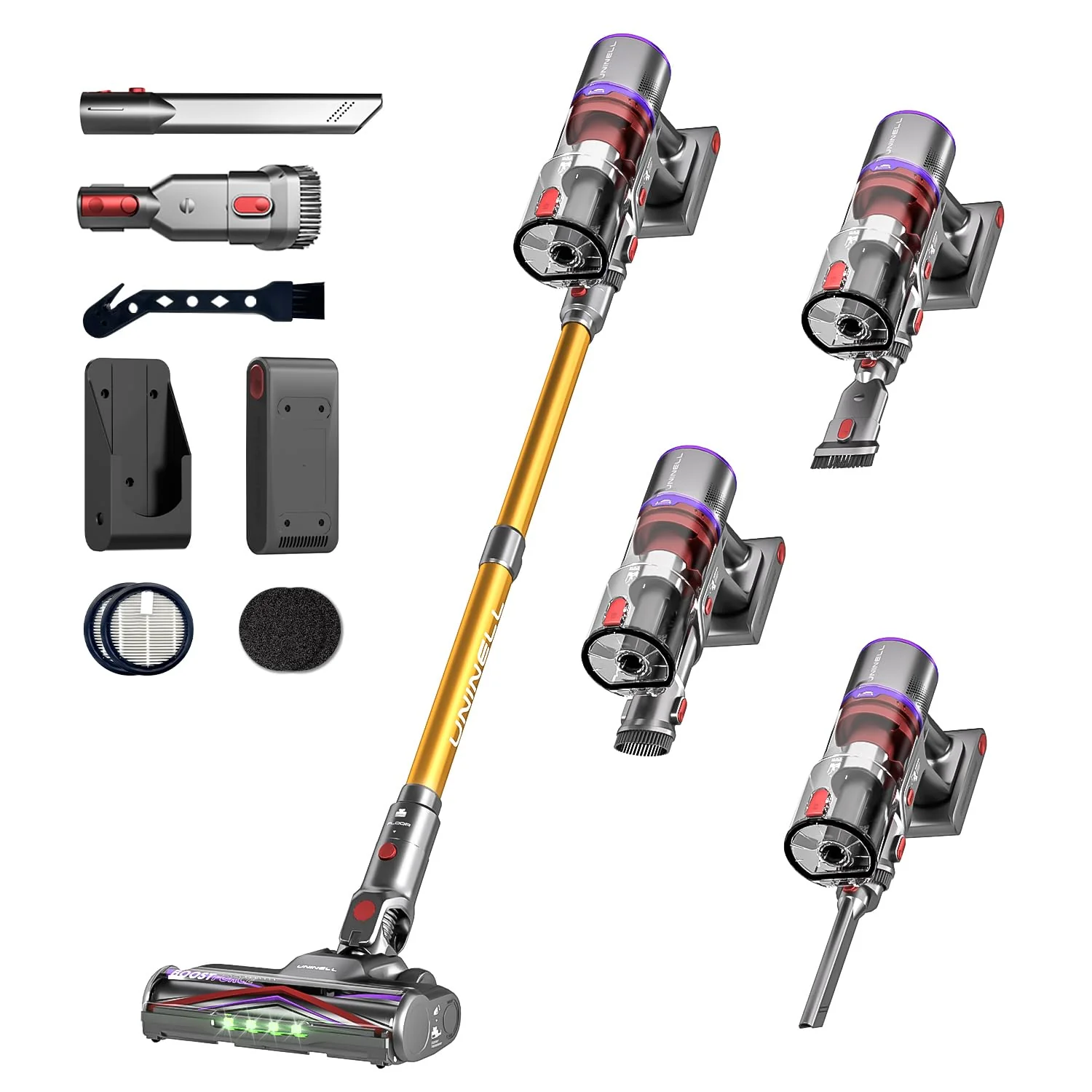 UNINELL HOME Akku Staubsauger,48000Pa/550W/65Mins Staubsauger Kabellos mit Selbststehende,1.6L Akkustaubsauger mit Anti-Tangle-Bürste,LED Touchscreen,Super Leise für Hartböden Teppiche Tierhaare Auto - Image 6