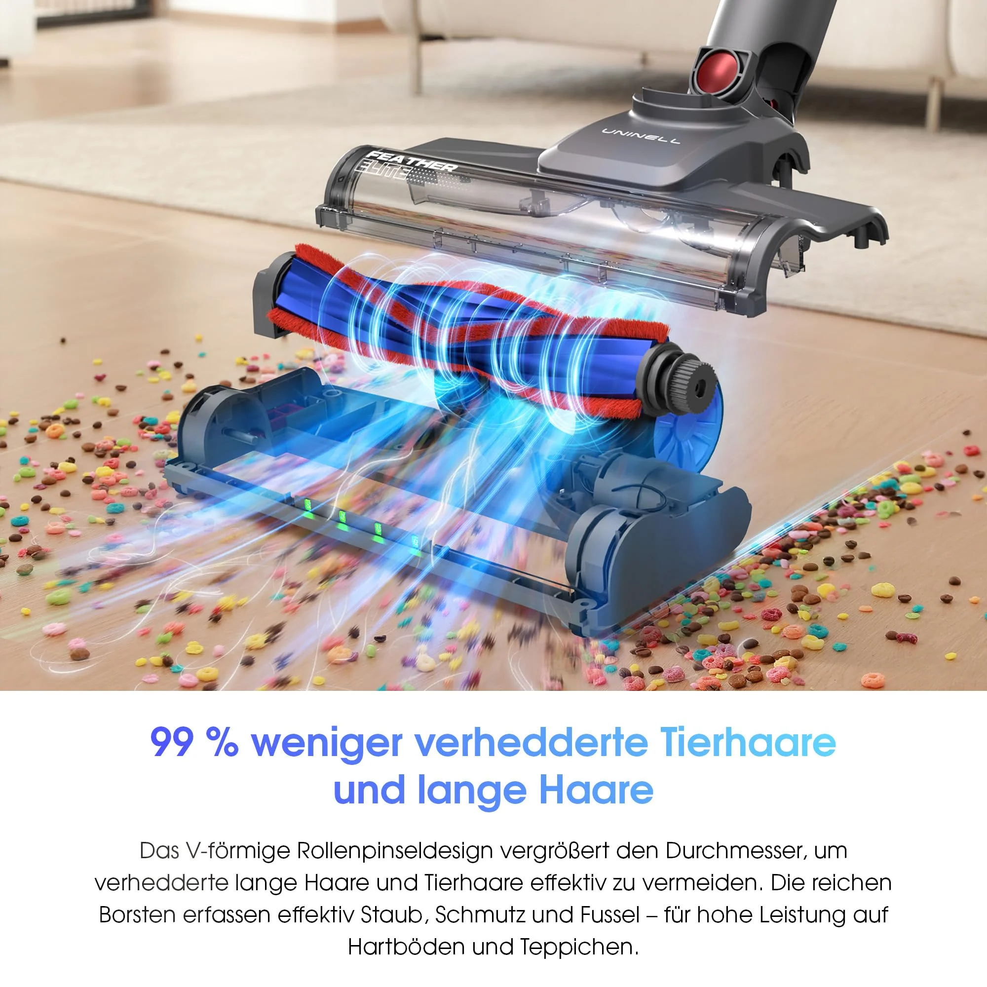 UNINELL Home UV1 Akku Staubsauger 45000Pa/450W/60Min,Staubsauger Kabellos Selbstladender mit LED-Display, Anti-Verhedderung-Bürste akkustaubsauger Super Leise für Teppich,Hartboden und Tierhaare - Image 2