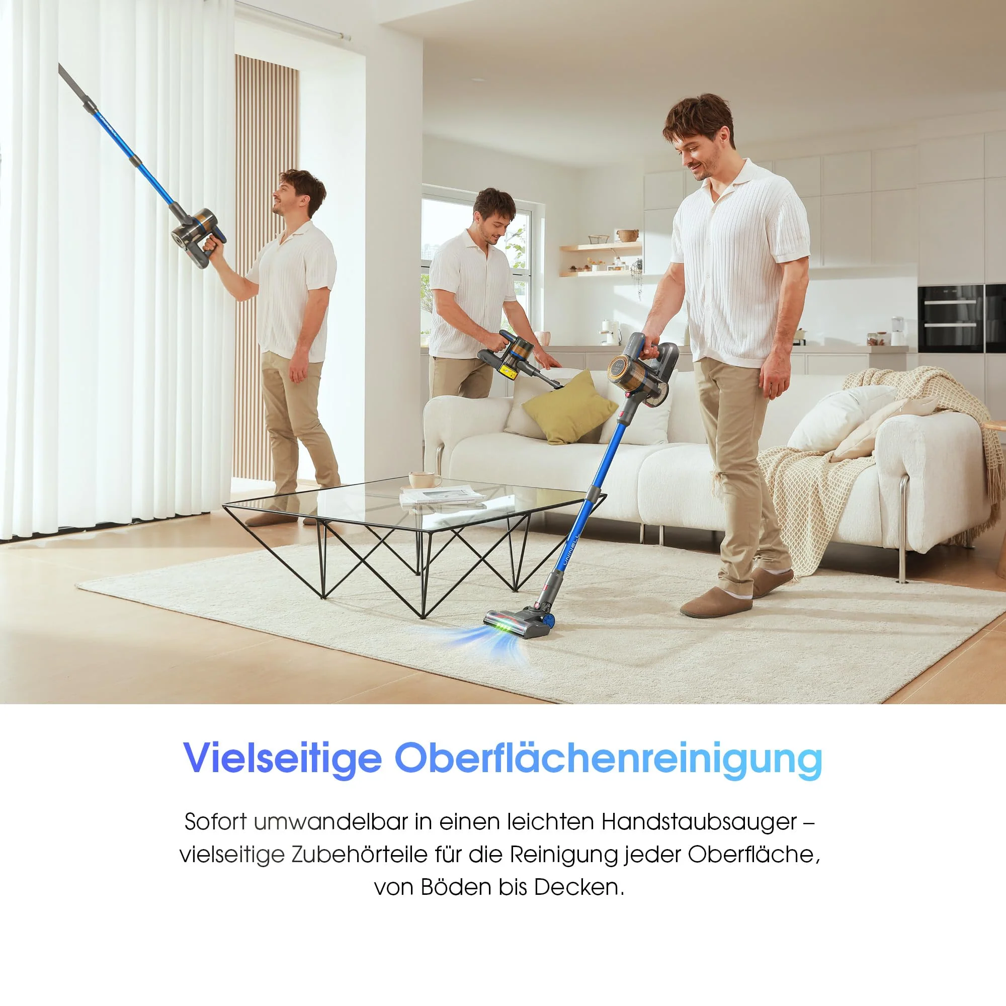 UNINELL Home UV1 Akku Staubsauger 45000Pa/450W/60Min,Staubsauger Kabellos Selbstladender mit LED-Display, Anti-Verhedderung-Bürste akkustaubsauger Super Leise für Teppich,Hartboden und Tierhaare - Image 8