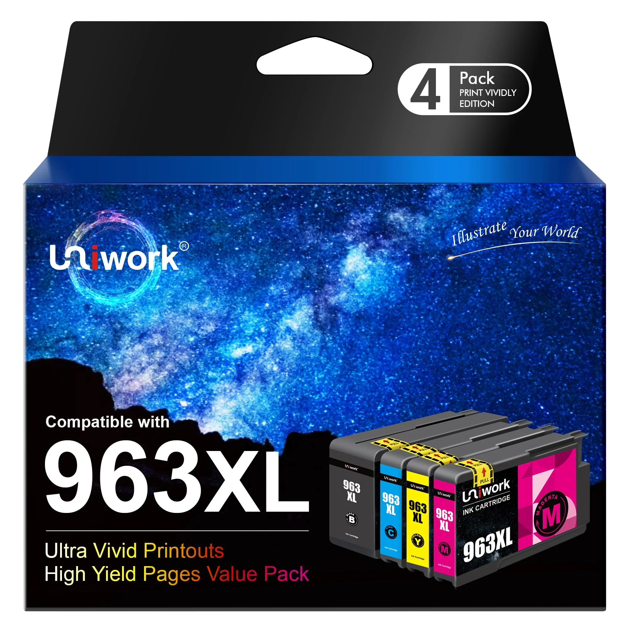 Uniwork 963XL Druckerpatronen Multipack Kompatibel für HP 963 Patronen für Officejet Pro 9010 9012 9020 9013 9014 9015 9016 9018 9019 9022 9025 (4er-Pack) - Image 6