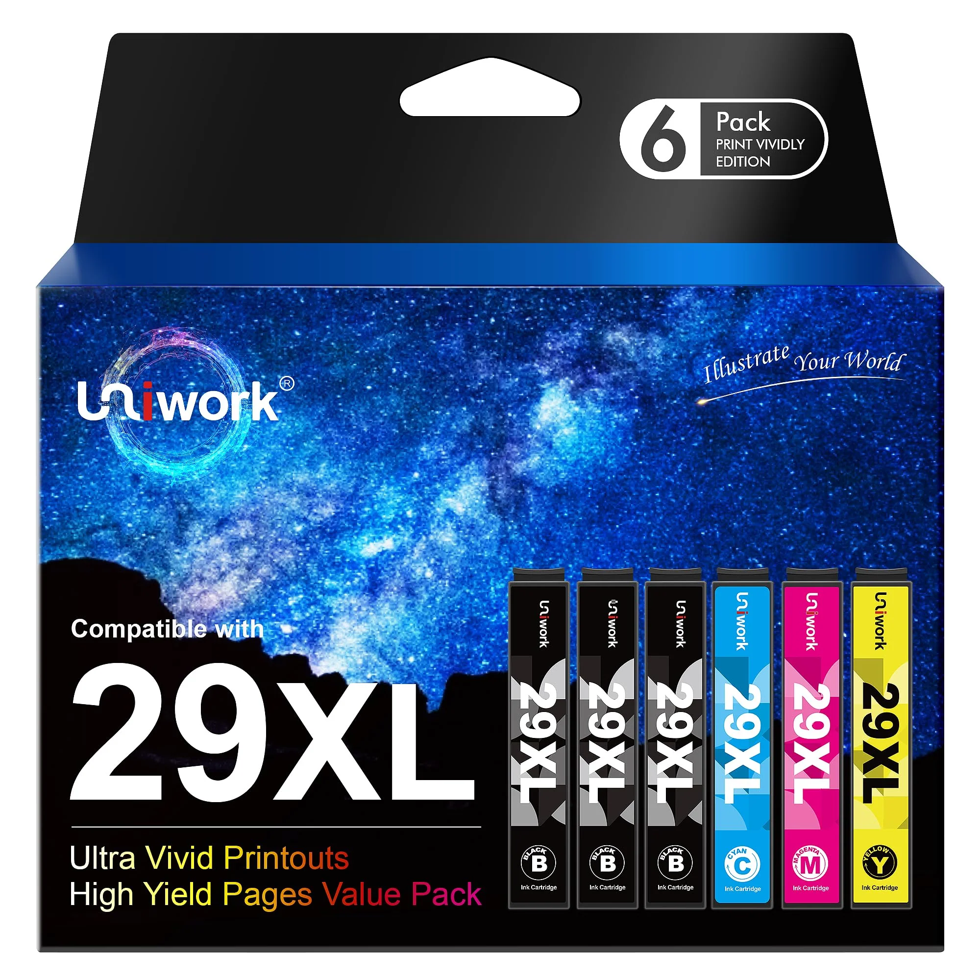 Uniwork Multipack 29 XL Patronen Ersatz für Epson 29XL Druckerpatronen für Epson XP-342 XP-332 XP-442 XP-245 XP-352 XP-345 XP-445 XP-235 XP-455 XP-435 XP-432 XP-335 (3 Schwarz,1 Cyan,1 Magenta,1 Gelb) - Image 4