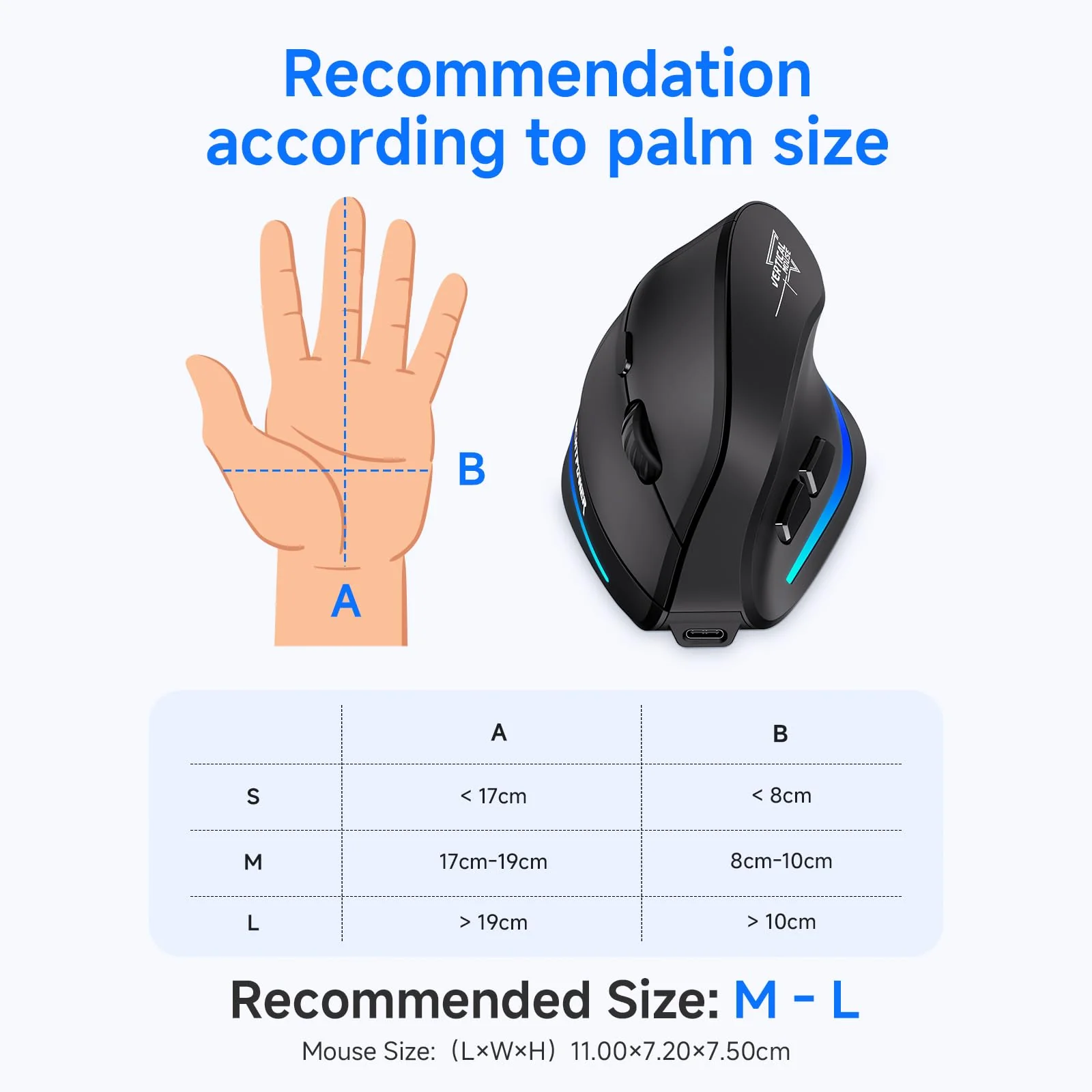 Update-Version 2.4G Vertikale Ergonomische Maus, Silent RGB Vertical Maus, 4800 DPI, 6 Tasten Wiederaufladbare Funkmaus PC Maus Kabellos für Windows/Laptop/PC, Wireless Ergonomic Mouse - Image 2