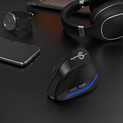 Update-Version 2.4G Vertikale Ergonomische Maus, Silent RGB Vertical Maus, 4800 DPI, 6 Tasten Wiederaufladbare Funkmaus PC Maus Kabellos für Windows/Laptop/PC, Wireless Ergonomic Mouse - Image 8