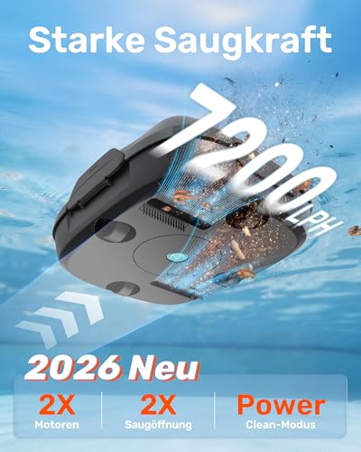 (Upgrade) Gosvor Poolroboter Akku, Bis zu 7200 LPH Effiziente Reinigung mit Power-Clean-Modus, Bis zu 90 Min., 3,4 KG Leicht, Einfach zu Bedienen & Warten, Poolsauger für Flache Böden bis 80㎡, Orange - Image 2