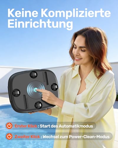 (Upgrade) Gosvor Poolroboter Akku, Bis zu 7200 LPH Effiziente Reinigung mit Power-Clean-Modus, Bis zu 90 Min., 3,4 KG Leicht, Einfach zu Bedienen & Warten, Poolsauger für Flache Böden bis 80㎡, Orange - Image 4