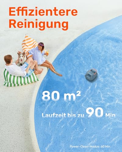 (Upgrade) Gosvor Poolroboter Akku, Bis zu 7200 LPH Effiziente Reinigung mit Power-Clean-Modus, Bis zu 90 Min., 3,4 KG Leicht, Einfach zu Bedienen & Warten, Poolsauger für Flache Böden bis 80㎡, Orange - Image 5