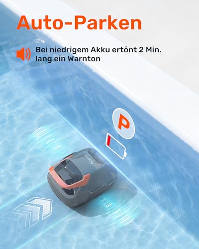 (Upgrade) Gosvor Poolroboter Akku, Bis zu 7200 LPH Effiziente Reinigung mit Power-Clean-Modus, Bis zu 90 Min., 3,4 KG Leicht, Einfach zu Bedienen & Warten, Poolsauger für Flache Böden bis 80㎡, Orange - Image 6