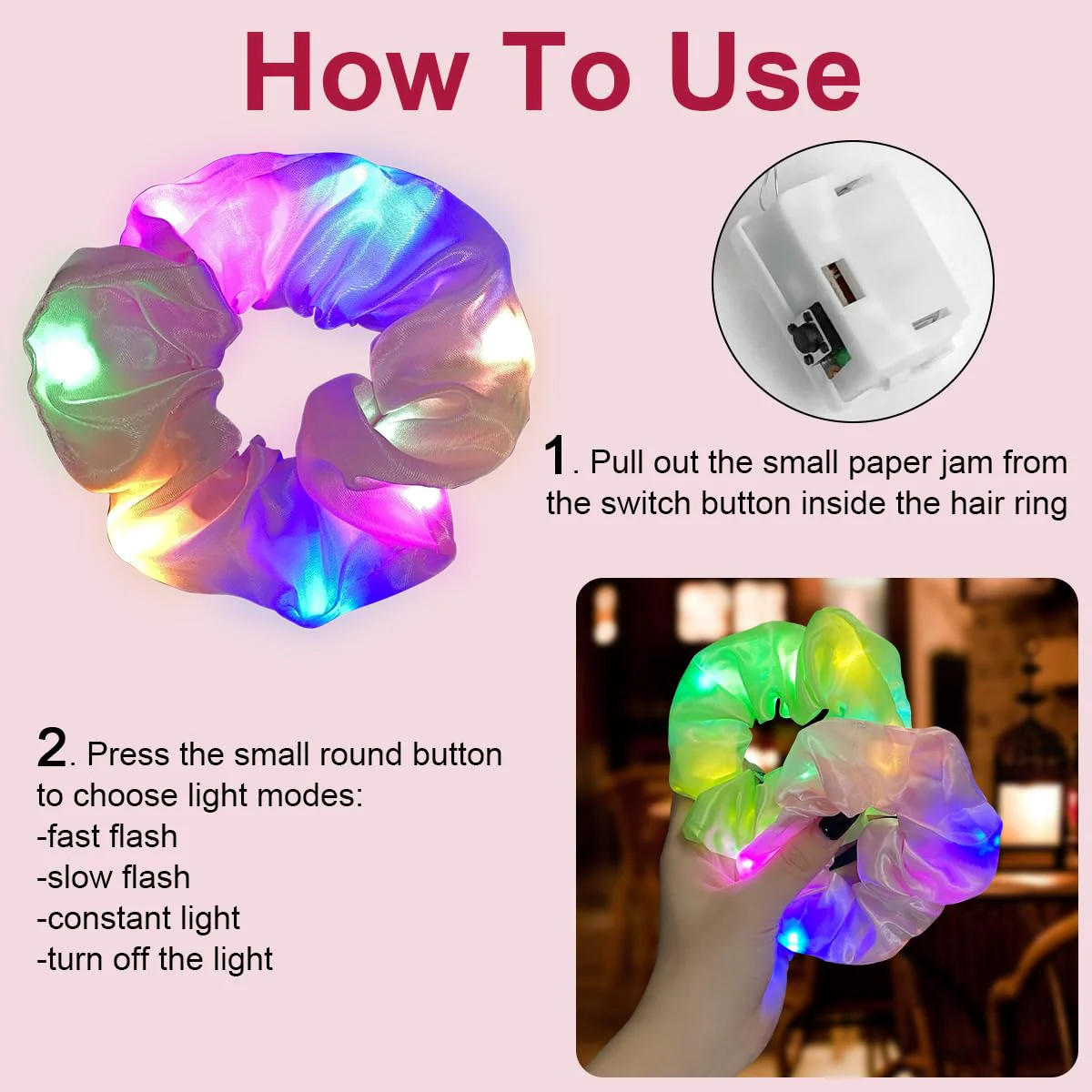 URAQT Leuchtende Haargummis, 6PCS Mallorca Party Accessoires, Leuchtende Haarbänder Neon Haargummi, Haargummis Damen Mädchen Haarschmuck Festival Accessoires für Weihnachten, Geburtstag, Neujahr - Image 6