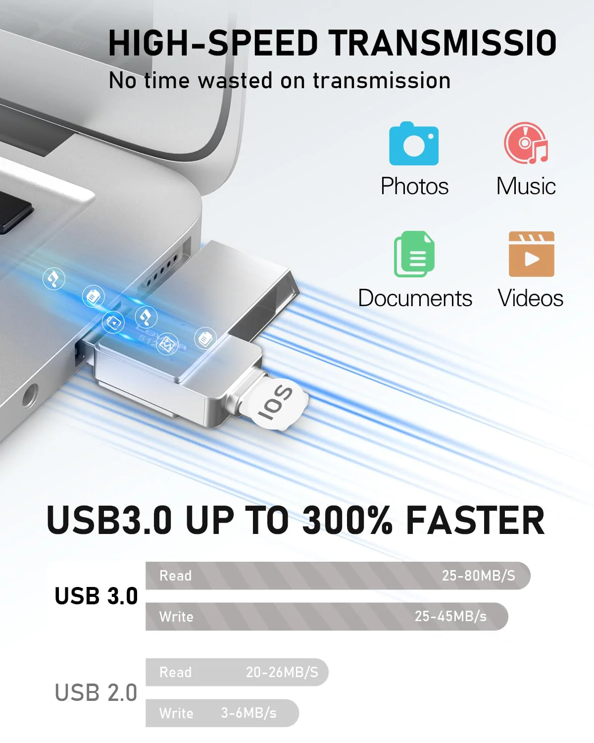 USB Stick 512GB,Levida Speicherstick USB 3.0 Photostick fotostick (Mobiler Speicher,Drehbares Design, Automatisches Backup) für IOS,Phone,Android Handy,Pad, Laptop UND Computer,PC,Silber - Image 6