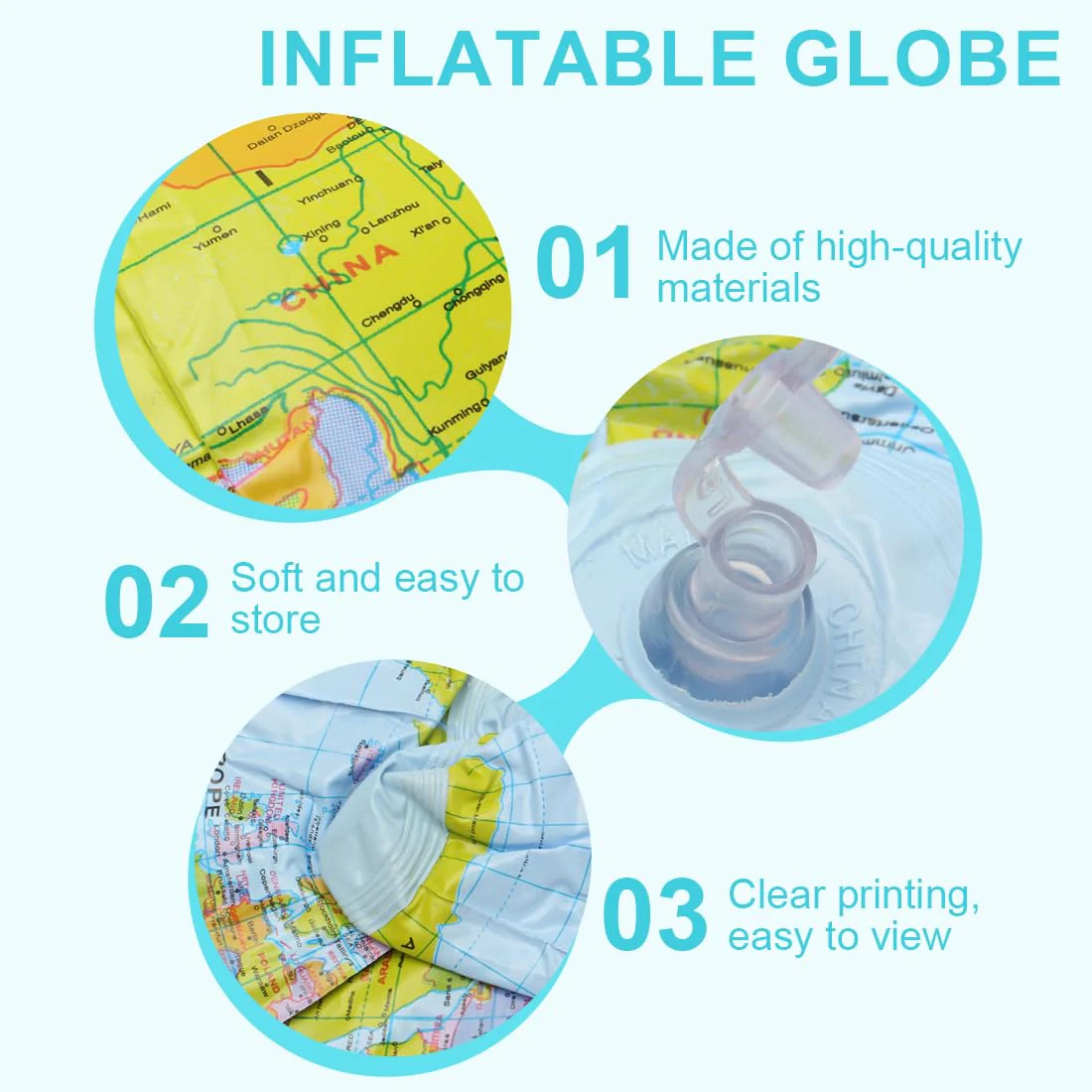 VAEIORP 1 Pcs 16 Zoll Erde Globus Weltkugel aufblasbar Geographie Weltkarte Wasserball aufblasbar für Garten Strand Pool Wissenschaft Geographie Bildung - Image 5