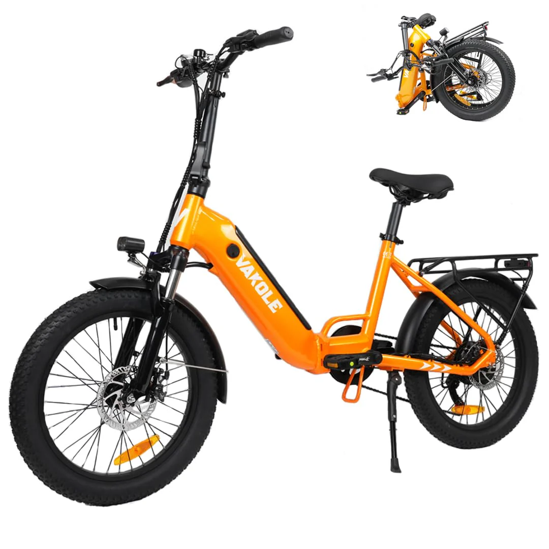 VAKOLE VT4 E-Bike Klapprad 20 Zoll Tiefeinsteiger Elektrofahrräder mit 36V 13Ah Akku, 75Km Reichweite - 3.0 Zoll Reifen E-Fahrrad, 7-Gang Fatbike Ebike für Herren Damen - Image 2