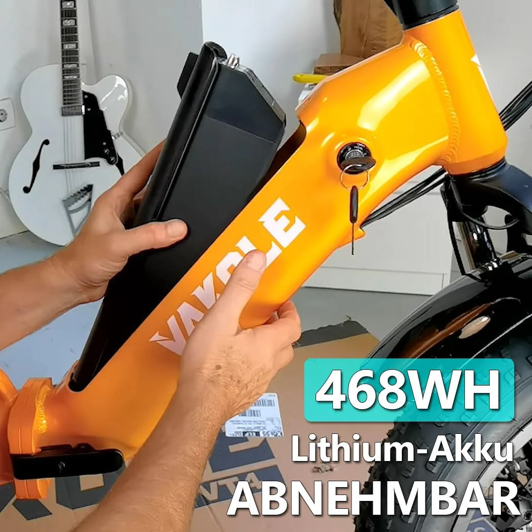 VAKOLE VT4 E-Bike Klapprad 20 Zoll Tiefeinsteiger Elektrofahrräder mit 36V 13Ah Akku, 75Km Reichweite - 3.0 Zoll Reifen E-Fahrrad, 7-Gang Fatbike Ebike für Herren Damen - Image 5