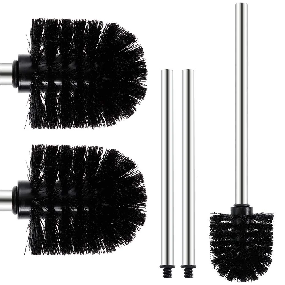 Valschen 2 Stück WC-Bürste Toilettenbürste Klobürsten Ersatz-Bürste aus Edelstahl, 7,5 x 35 x 7,5 cm, Schwarz - Image 4
