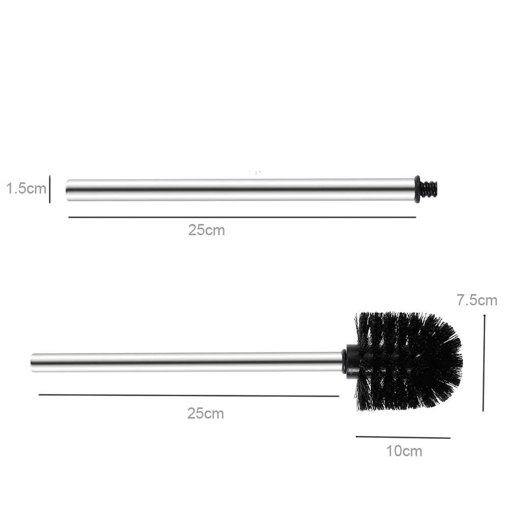 Valschen 2 Stück WC-Bürste Toilettenbürste Klobürsten Ersatz-Bürste aus Edelstahl, 7,5 x 35 x 7,5 cm, Schwarz - Image 5