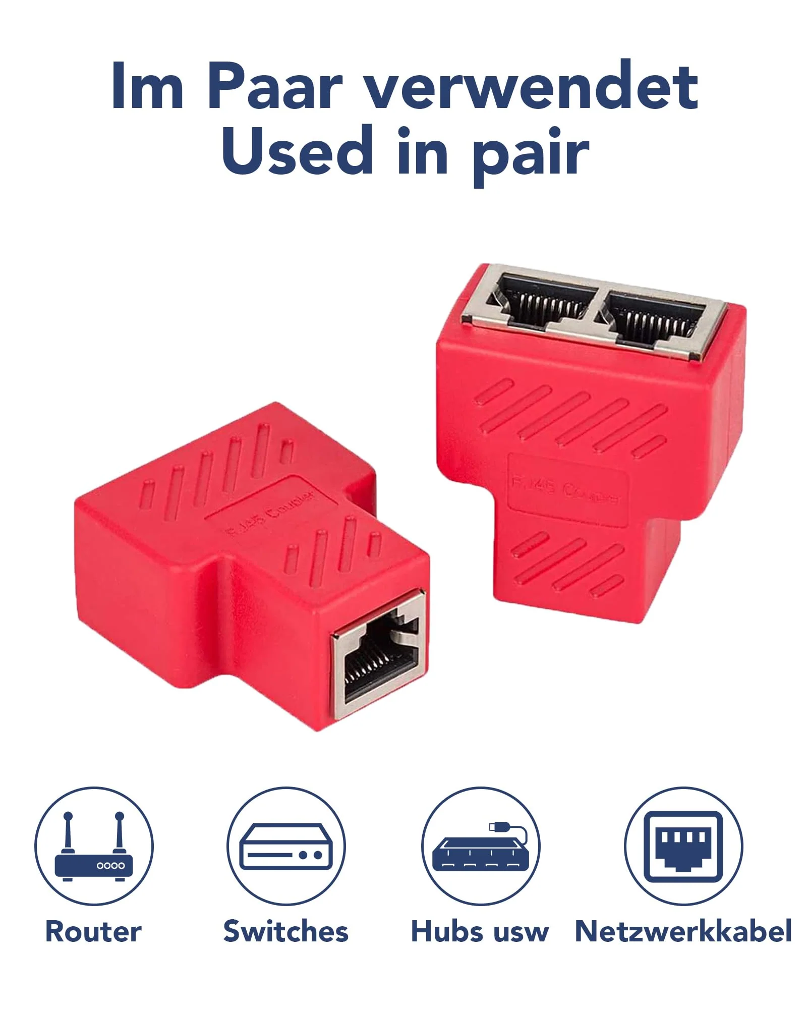 VANDESAIL 2 Pack LAN Splitter Verteiler, LAN Splitter 1 Auf 2, RJ45 Splitter LAN Switch 2Port, Ethernet Splitter Netzwerk Verlängerungen Adapter, LAN Kabel Splitter für Cat5e Cat6 Cat7 Cat8 Kabel - Image 2