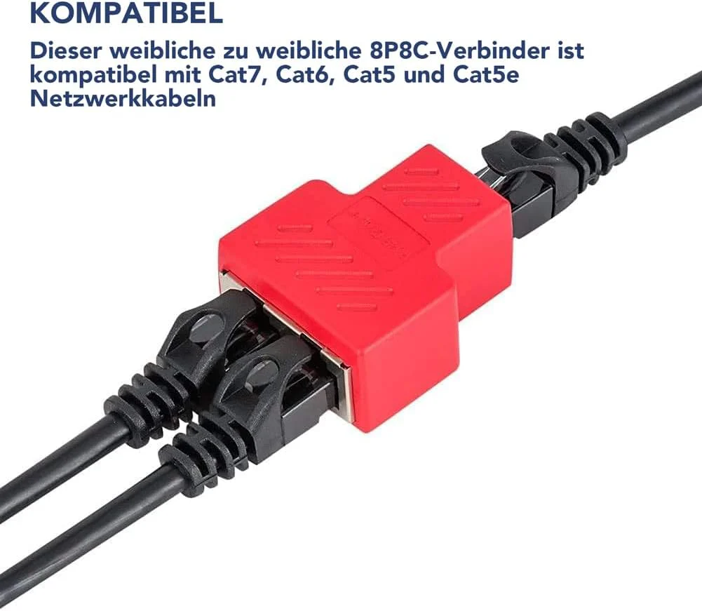 VANDESAIL 2 Pack LAN Splitter Verteiler, LAN Splitter 1 Auf 2, RJ45 Splitter LAN Switch 2Port, Ethernet Splitter Netzwerk Verlängerungen Adapter, LAN Kabel Splitter für Cat5e Cat6 Cat7 Cat8 Kabel - Image 6