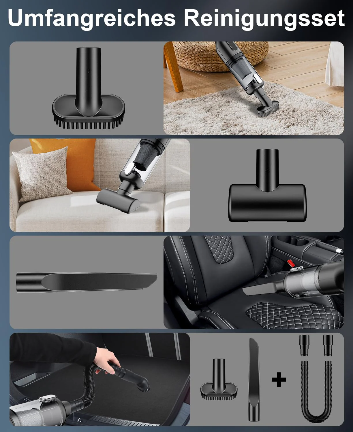 Vankarr Handstaubsauger Akku 16000Pa Handstaubsauger Kabellos Autostaubsauger Stark Mini Staubsauger Tragbarer Handsauger USB Auto Staubsauger Ohne Kabel