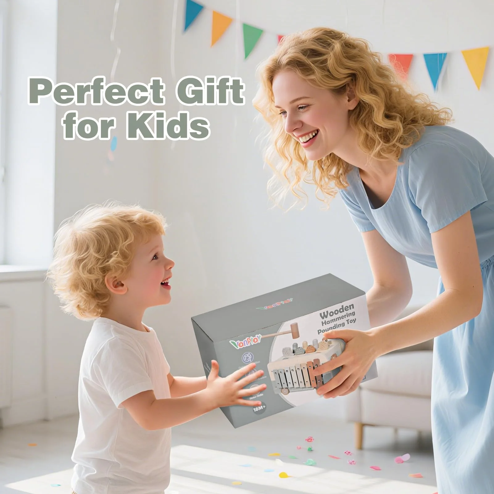Vanplay Montessori Spielzeug ab 1 Jahr, 7 in 1 Hammerspiel Angelspiel Magnet Holzspielzeug Motorikspielzeug, Xylophon Kinder 1 Jahr, Geschenk Kinderspielzeug ab 1 2 3 Jahre Mädchen Junge - Image 2