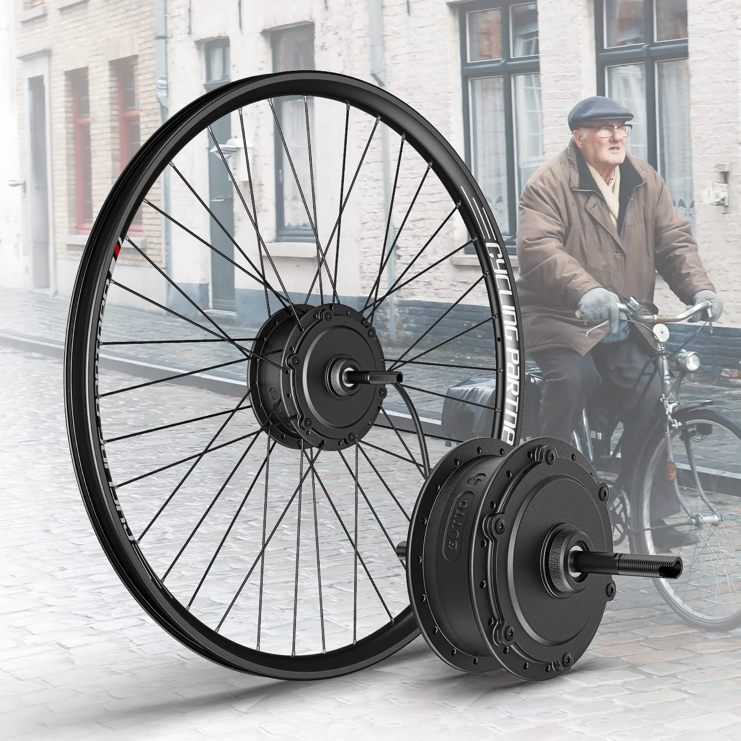 Varstrom 27,5 Zoll Ebike Umbausatz 36V 250W mit optionale Batterie und Display Elektrofahrrad Umbausatz mit 7-Gang Freilauf-Kassette für Freewheel Gearshife E-Bike Hinterrad Bürstenloser Motor - Image 2