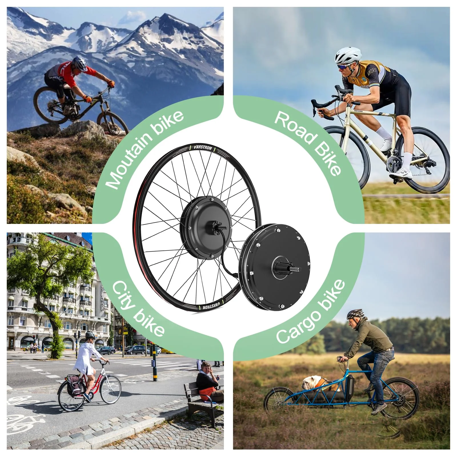 Varstrom 48V1000W E-Bike Umbausatz Hinterradmotor 27,5 Zoll mit EKD01 Mehrsprachig Display für Hinterrad Brushless Gearless Nabenmotor, Integrierte Controller, PAS Sensor - Image 2