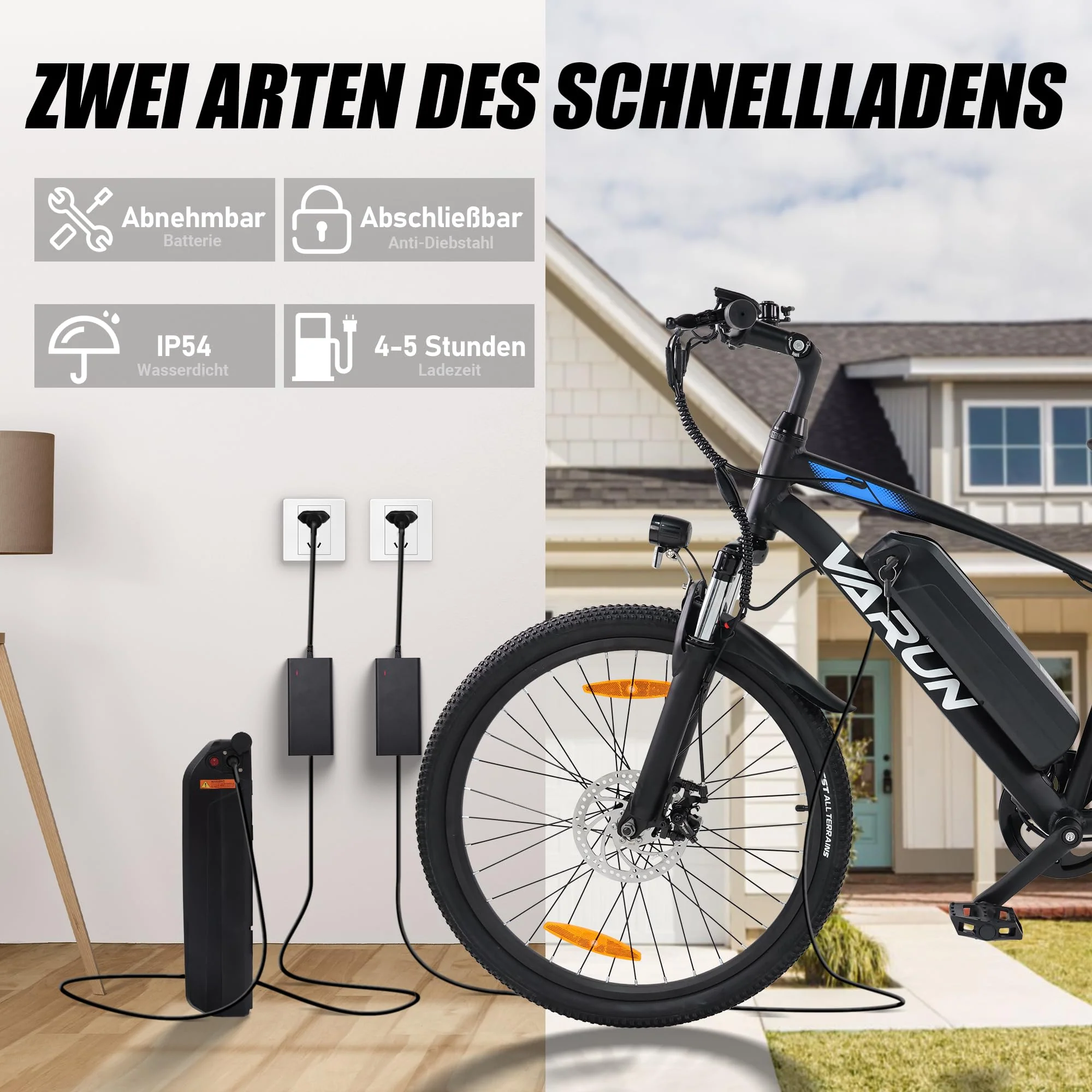 VARUN E Bike 24 Zoll, E-Mountainbike Herren Damen mit 250W Motor, 36V 7.8Ah Herausnehmbare Li-Ion Batterie, Aluminiumlegierung Elektrofahrrad, geeignet für Outdoor Kurztrips - Image 4