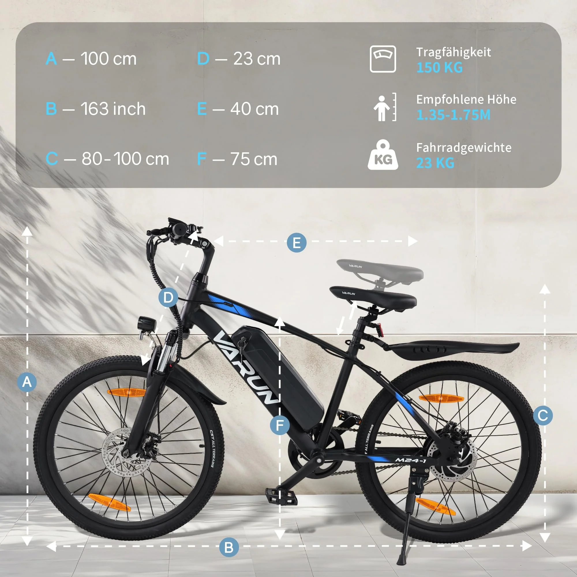 VARUN E Bike 24 Zoll, E-Mountainbike Herren Damen mit 250W Motor, 36V 7.8Ah Herausnehmbare Li-Ion Batterie, Aluminiumlegierung Elektrofahrrad, geeignet für Outdoor Kurztrips - Image 7