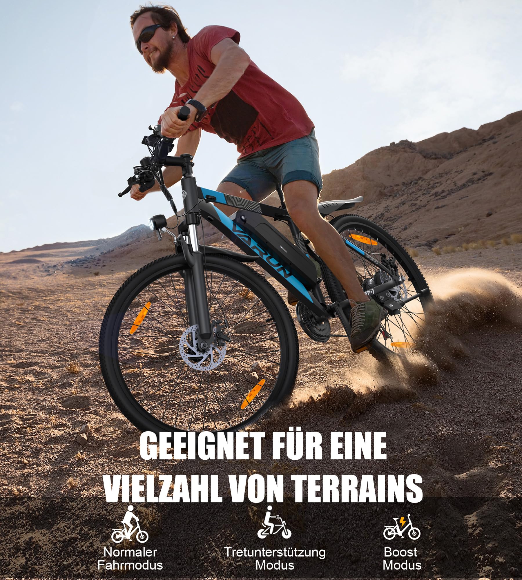 VARUN E Bike, 27.5 Zoll E-Bike Herren Damen mit 48V 13Ah(624Wh) Akku, Reichweite Max 100KM, 250W Motor, EBike Mountainbike mit 21-Gang, 5 Modi, LCD-Display, Elektrofahrrad Ebike mit EU-Konformes - Image 4